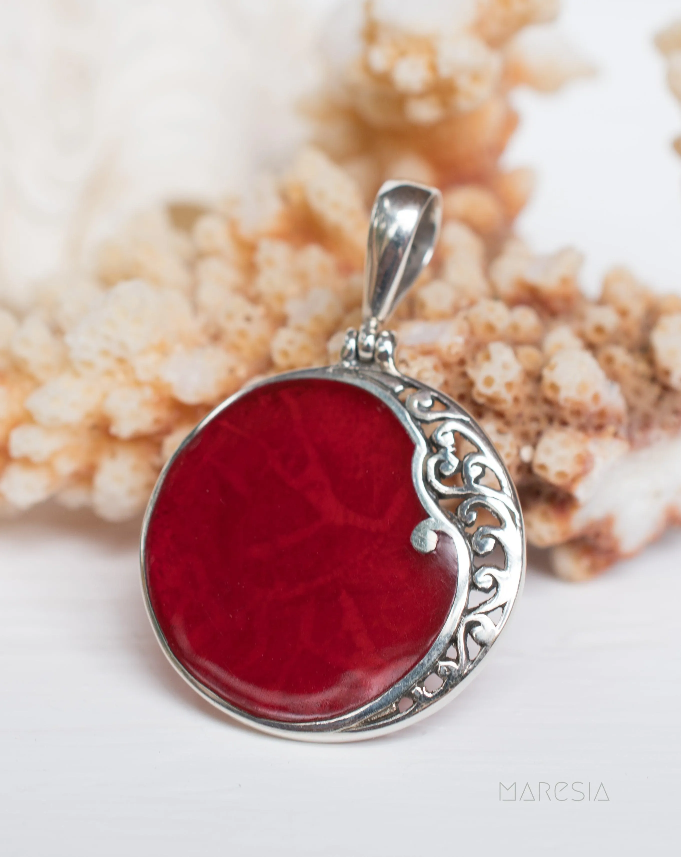 Pendant ~ Coral ~ Sterling Silver 925~ SMP014