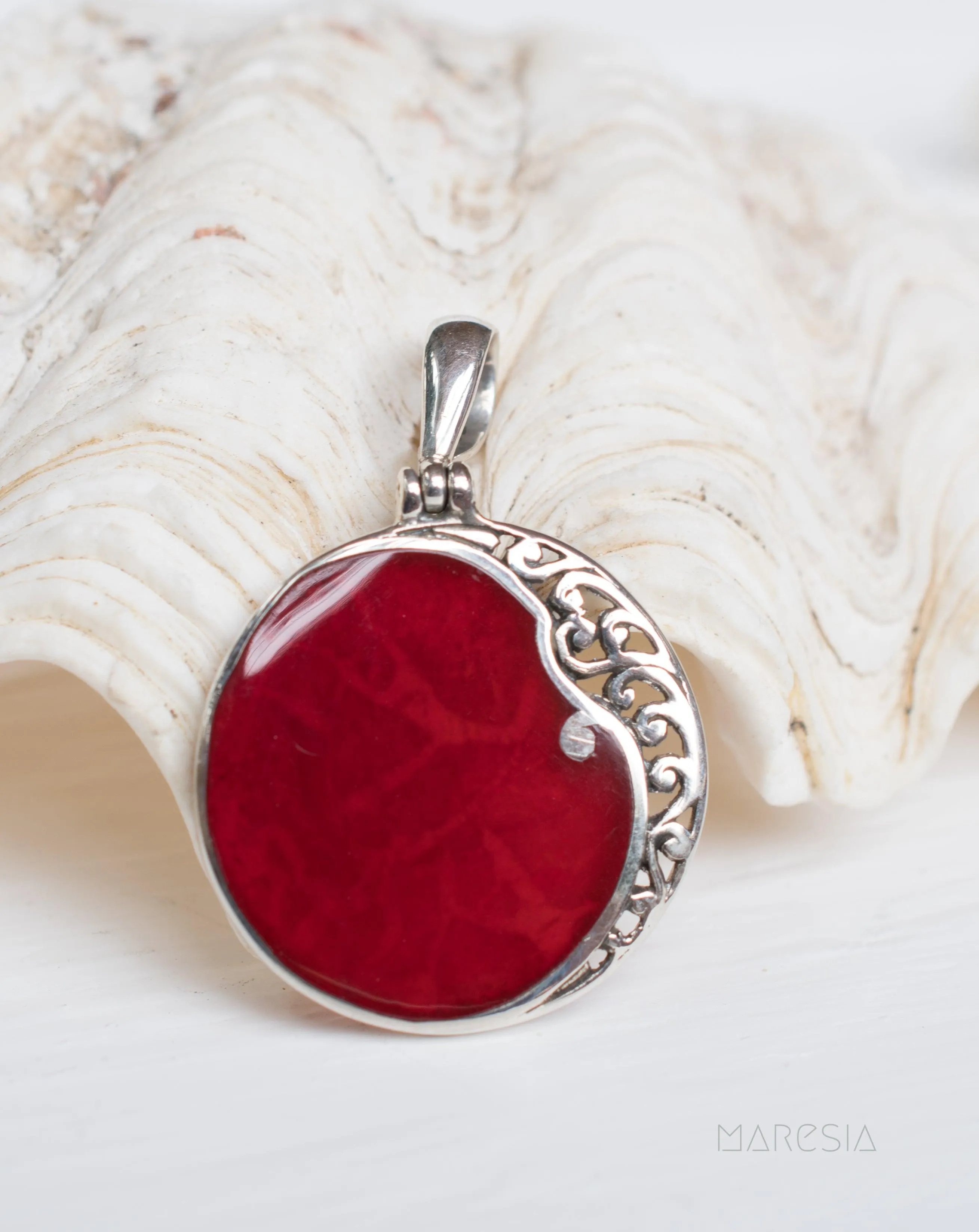 Pendant ~ Coral ~ Sterling Silver 925~ SMP014