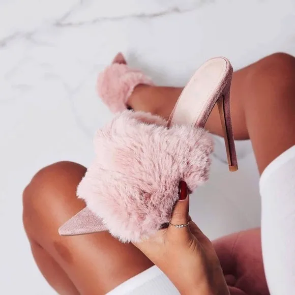Penelope Fur Stiletto Mules