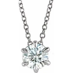 Platinum 1/4 CT Natural Diamond Solitaire 16-18" Necklace 