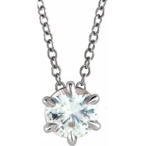 Platinum 3/4 CT Natural Diamond Solitaire 16-18" Necklace 
