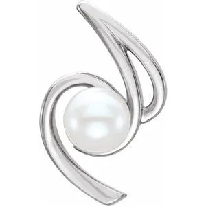 Platinum Cultured White Freshwater Pearl Pendant 