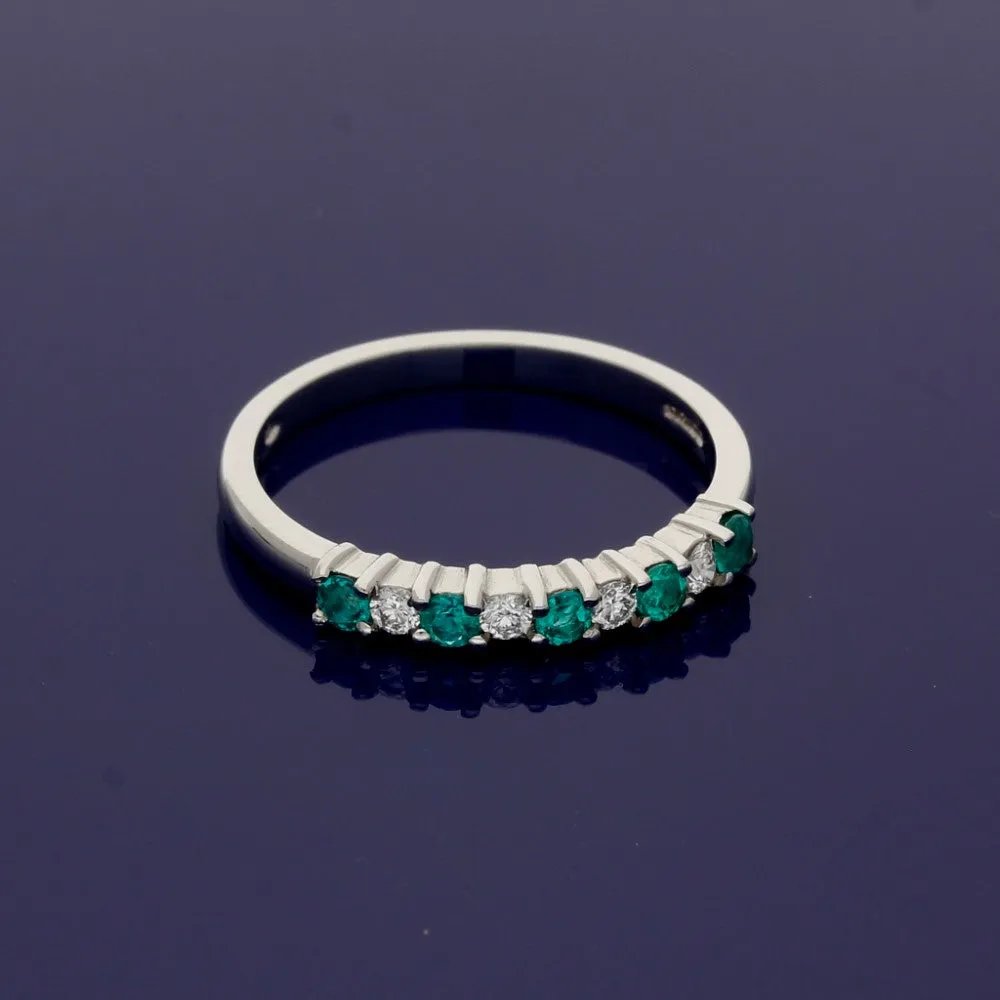 Platinum Emerald & Diamond 7 Stone Ring
