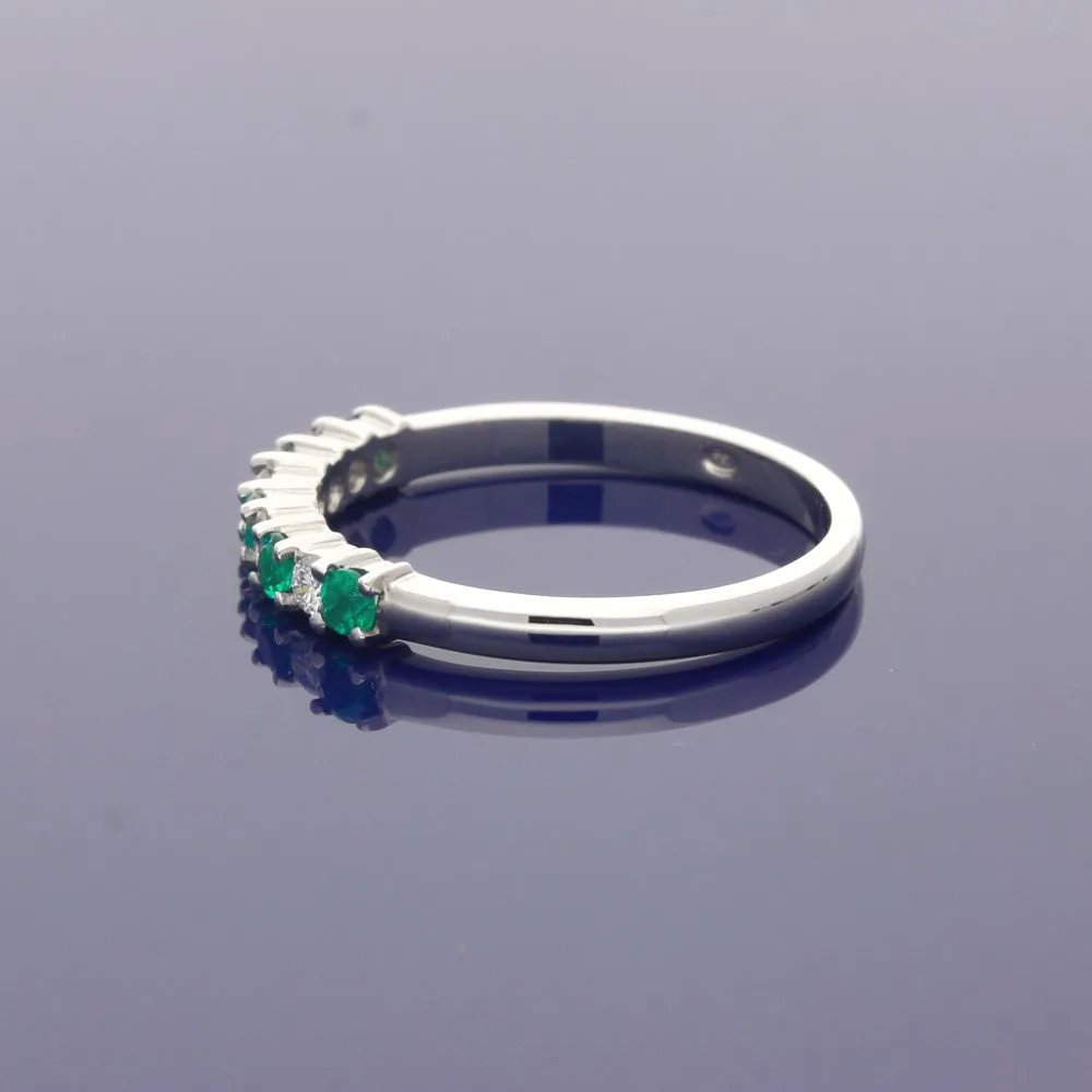 Platinum Emerald & Diamond 7 Stone Ring