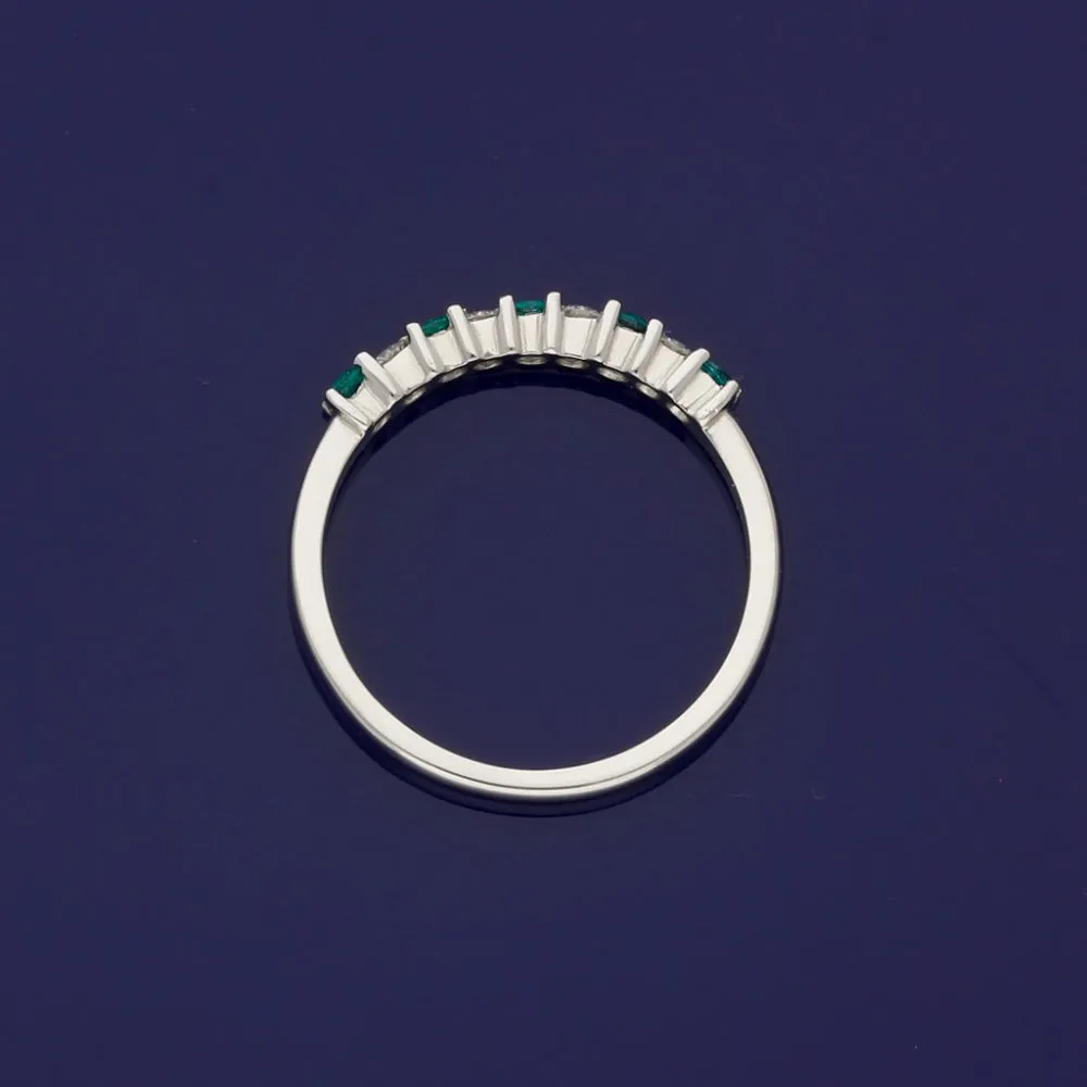 Platinum Emerald & Diamond 7 Stone Ring