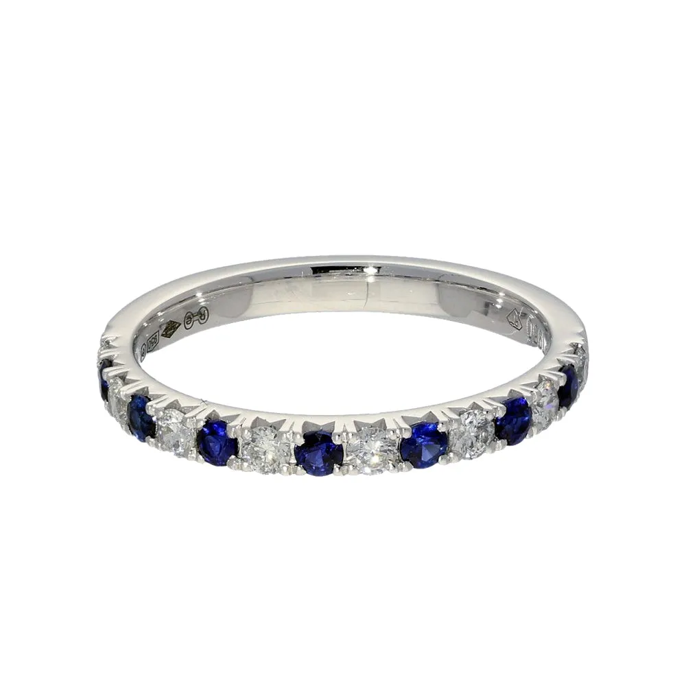 Platinum Sapphire & Diamond Slim 2.2mm Half Eternity Ring 