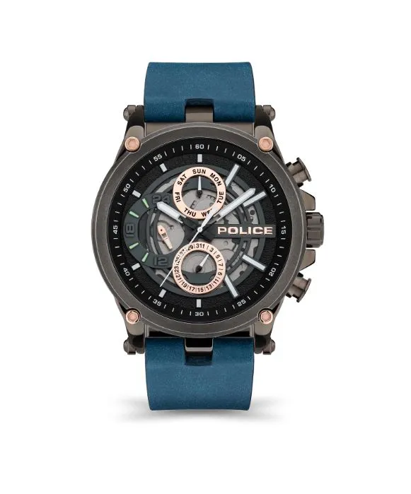 Police Taman Blue Leather Strap Watch PEWJF2108602 