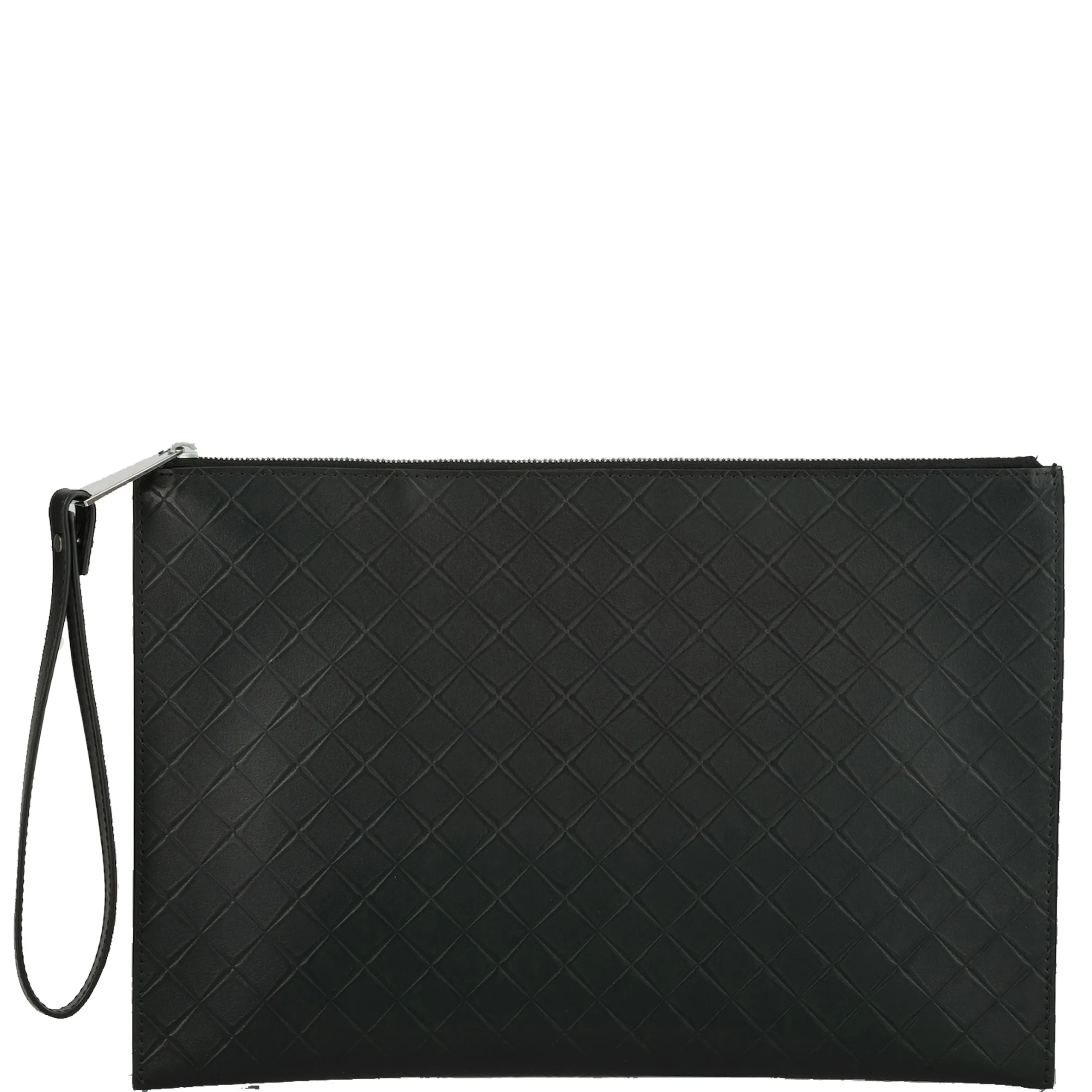 Pouch Zip Wristlet Rubber Intrecciato, Black clutches Pouches buy online