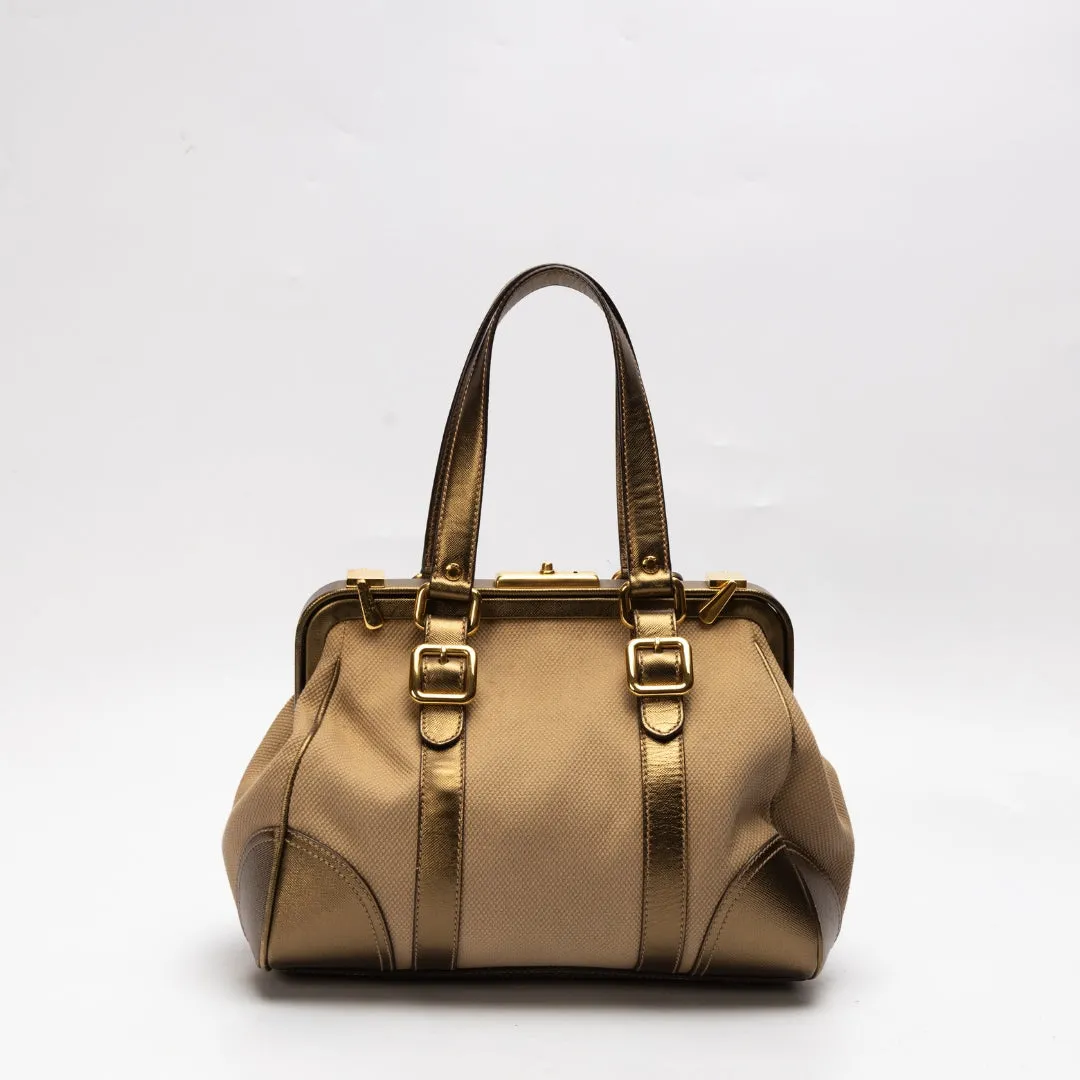 Prada Canvas and Saffiano Leather Doctor Bag