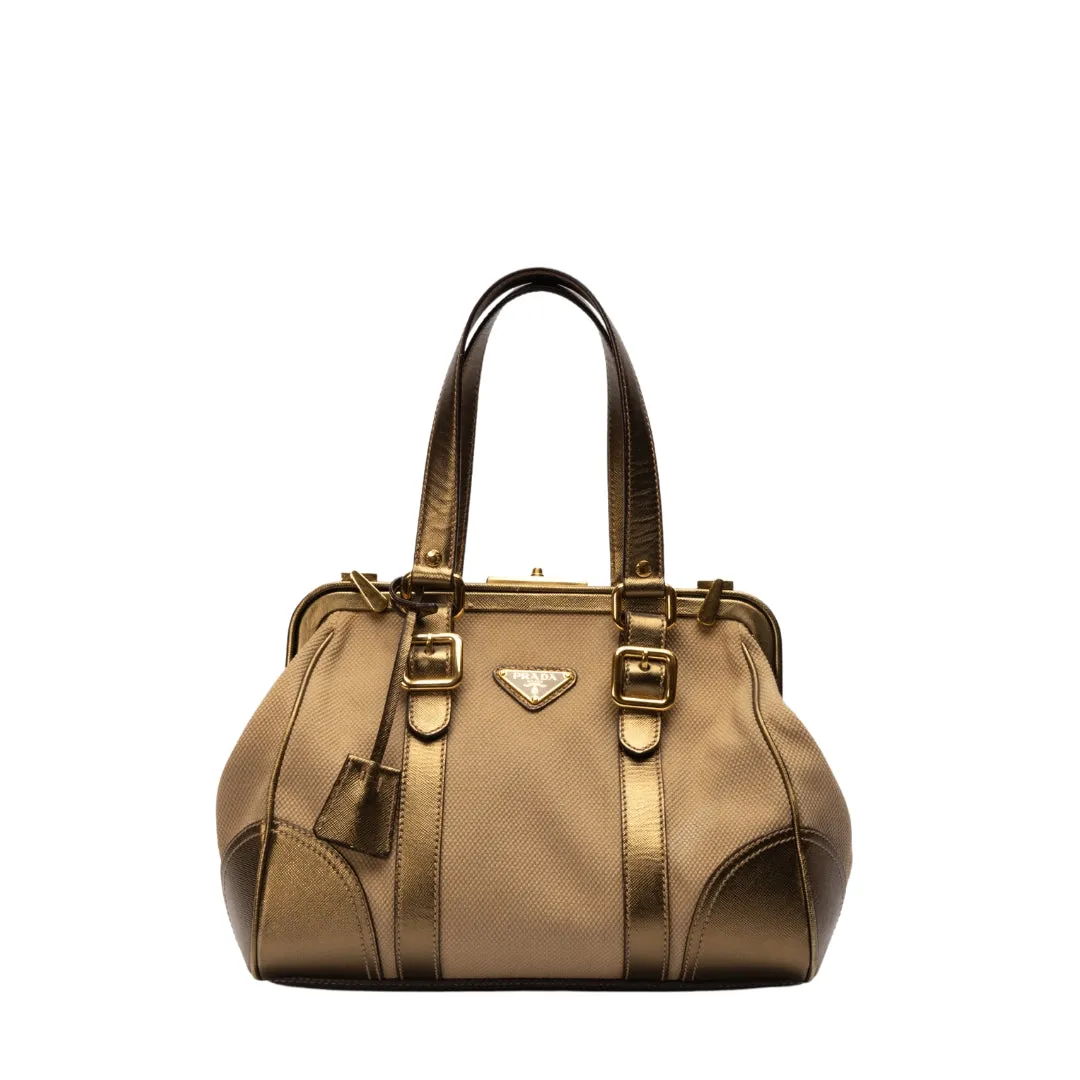Prada Canvas and Saffiano Leather Doctor Bag flash sale luggage