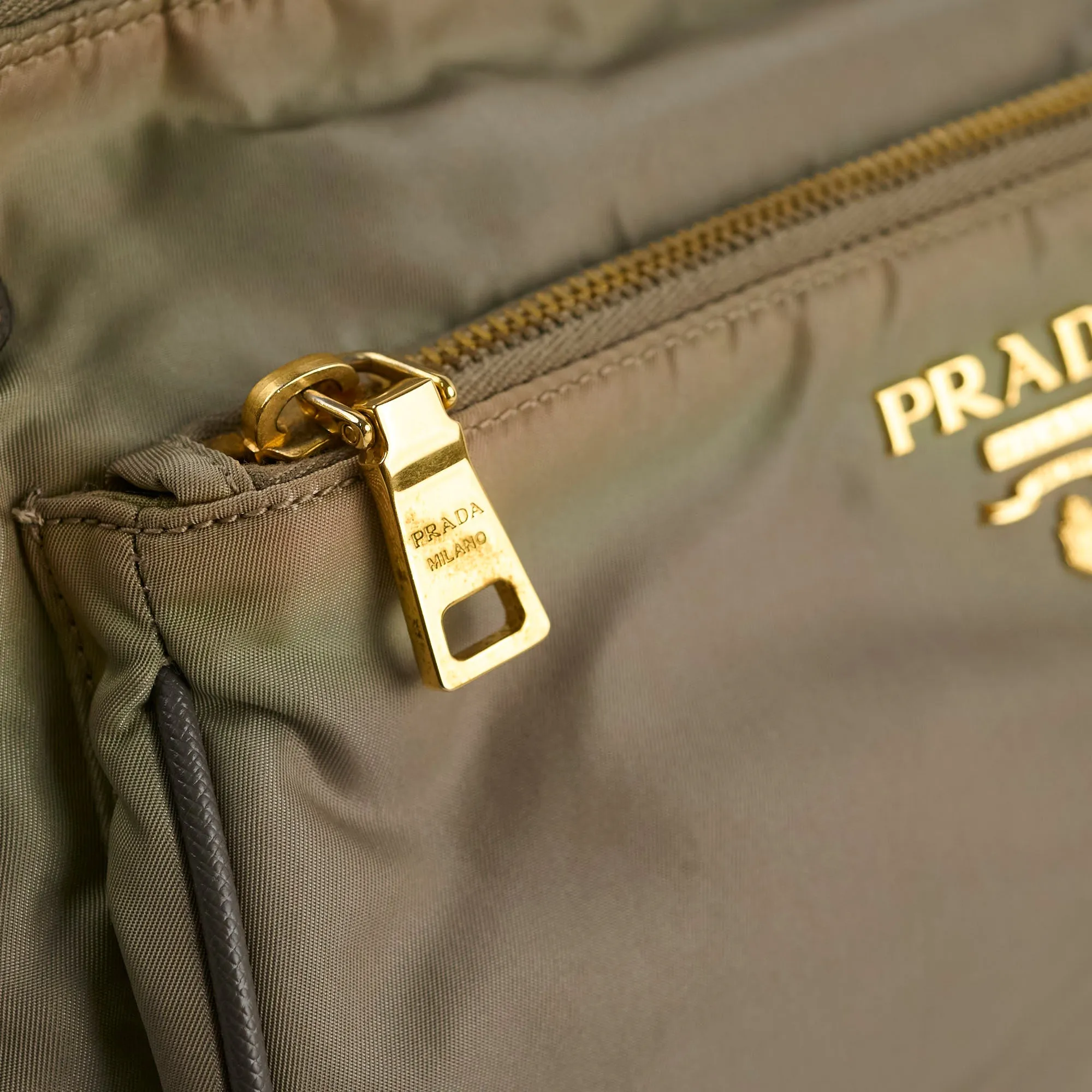 Prada Nylon Shoulder Bag Khaki Green