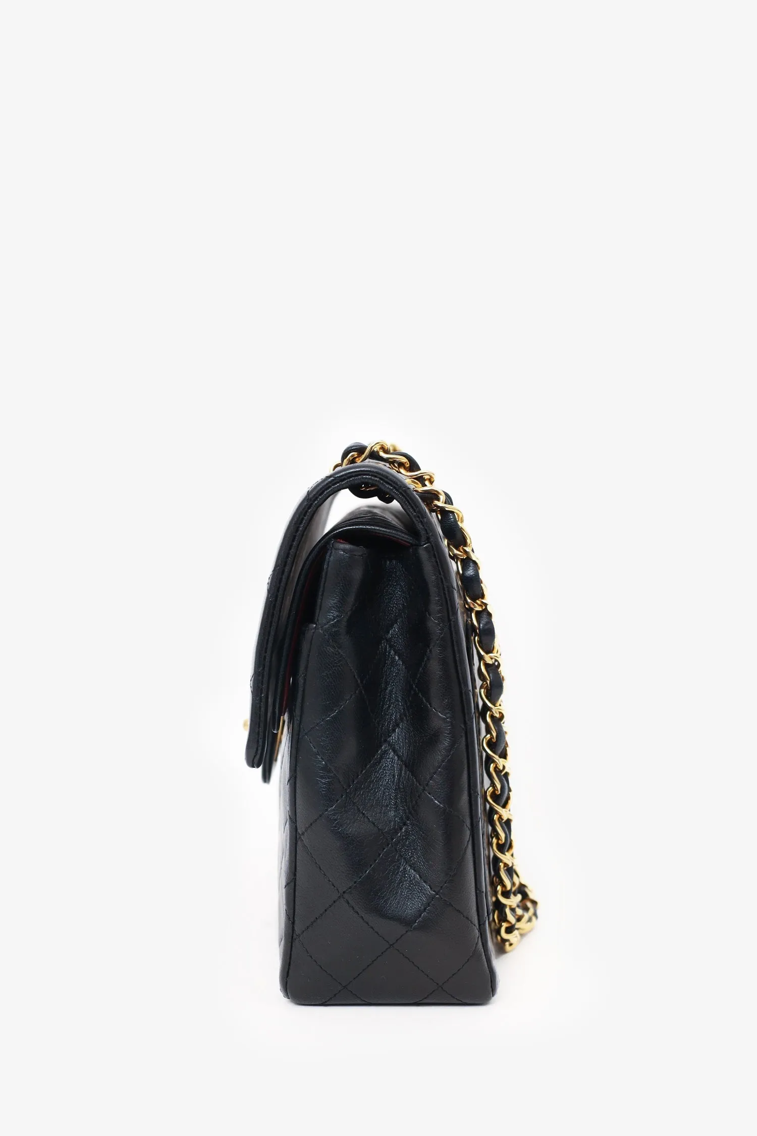 Pre-Loved Chanel? 1989-91 Black Lambskin Classic Medium M/L Square Double Flap