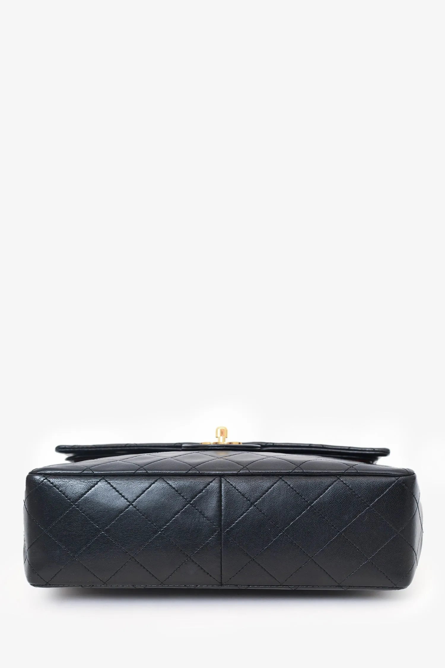 Pre-Loved Chanel? 1989-91 Black Lambskin Classic Medium M/L Square Double Flap