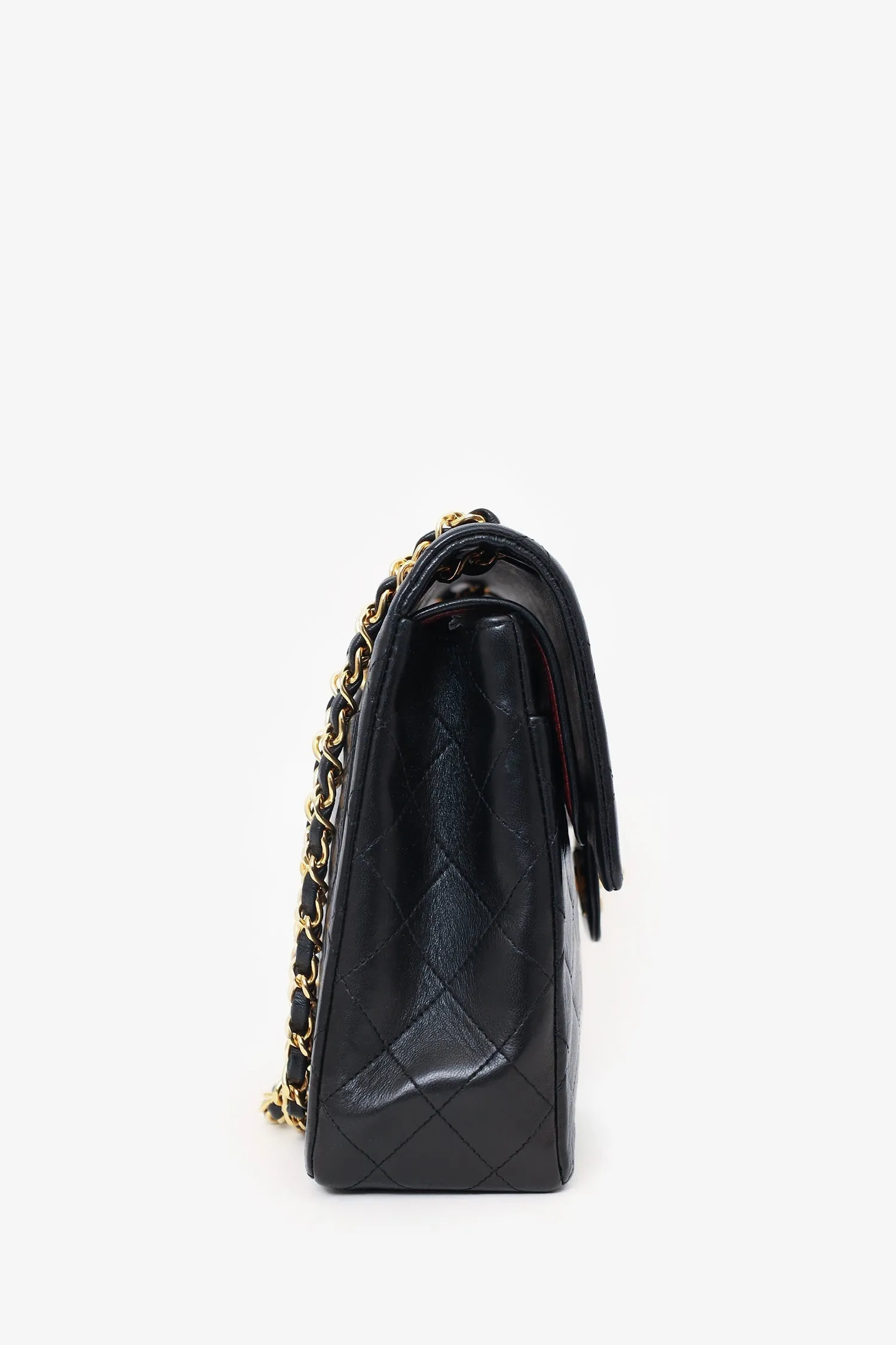 Pre-Loved Chanel? 1989-91 Black Lambskin Classic Medium M/L Square Double Flap