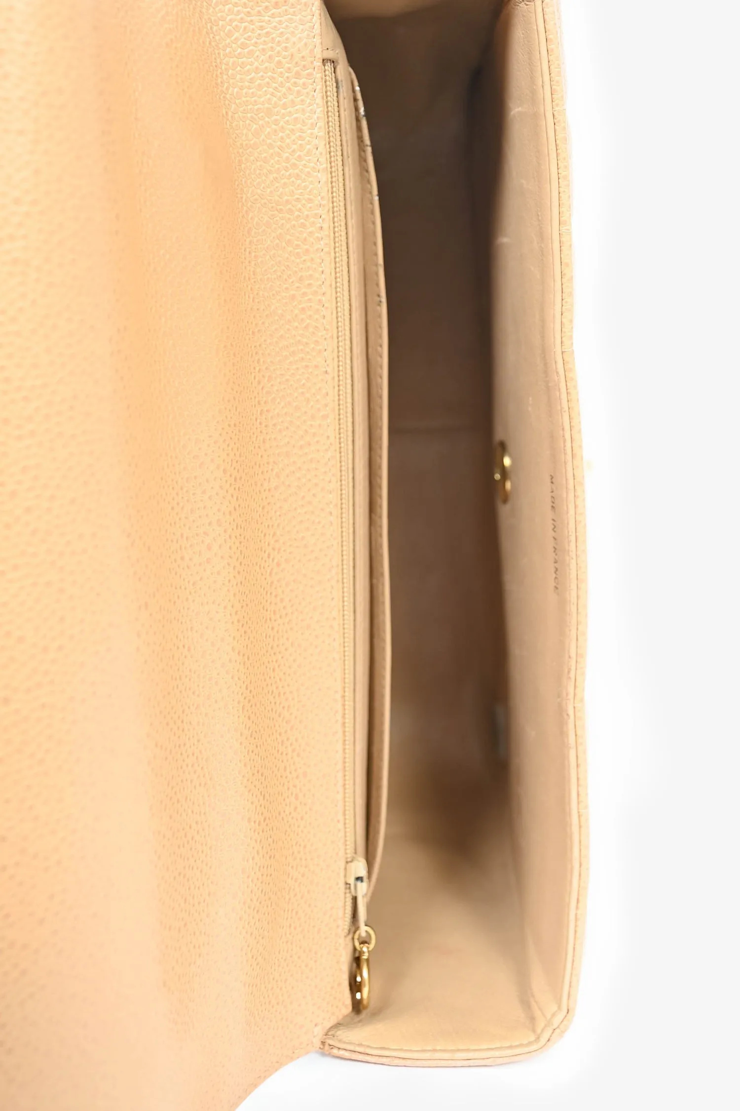 Pre-Loved Chanel? 1995 Beige Caviar Leather Kelly Mademoiselle Top Handle