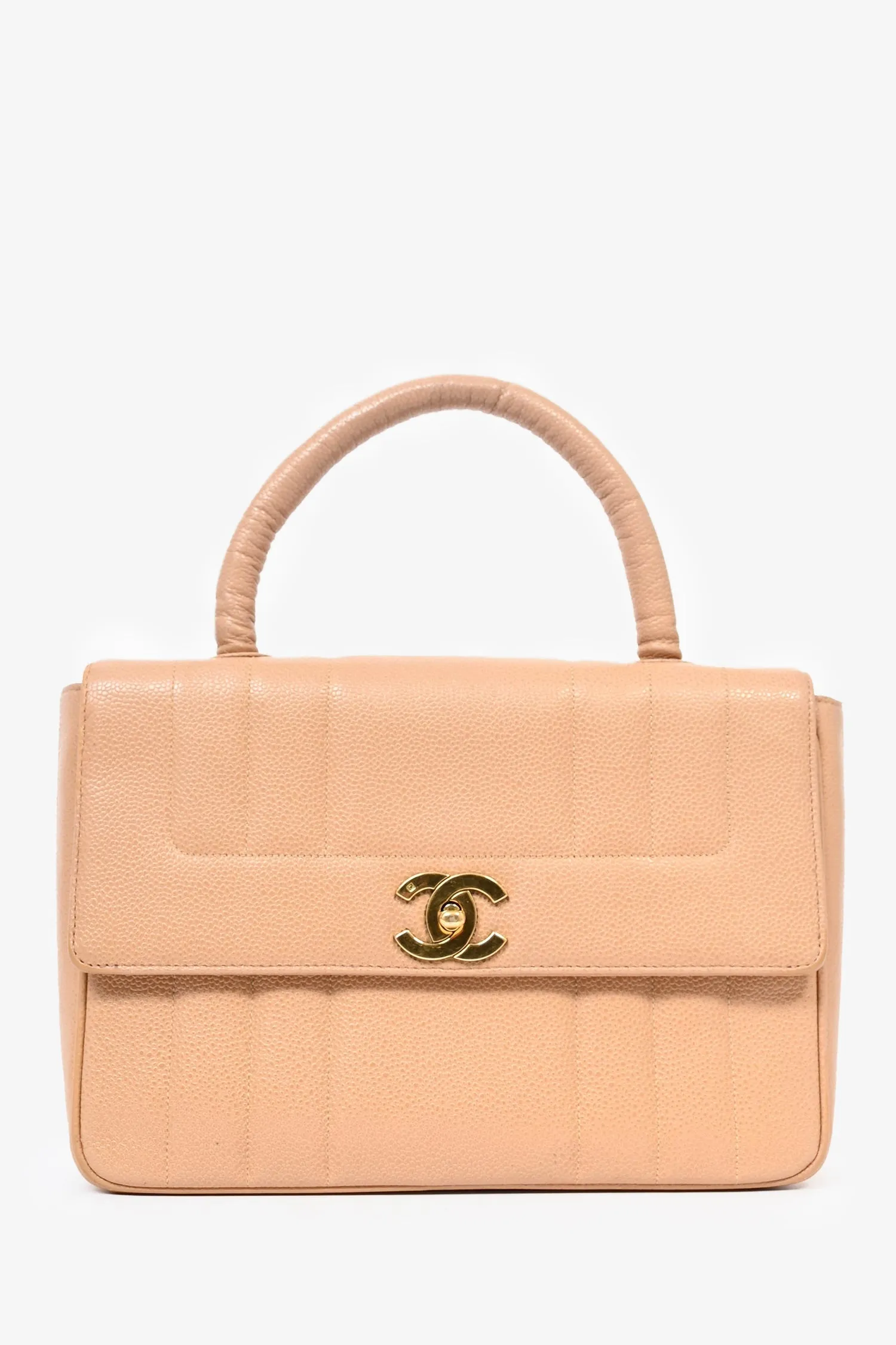 Pre-Loved Chanel? 1995 Beige Caviar Leather Kelly Mademoiselle Top Handle handbags bulk sale