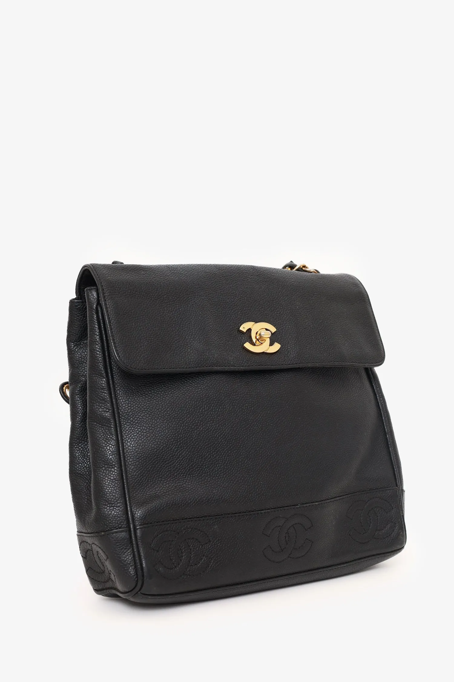 Pre-Loved Chanel? 1996-97 Black Caviar Leather Triple CC Shoulder Bag