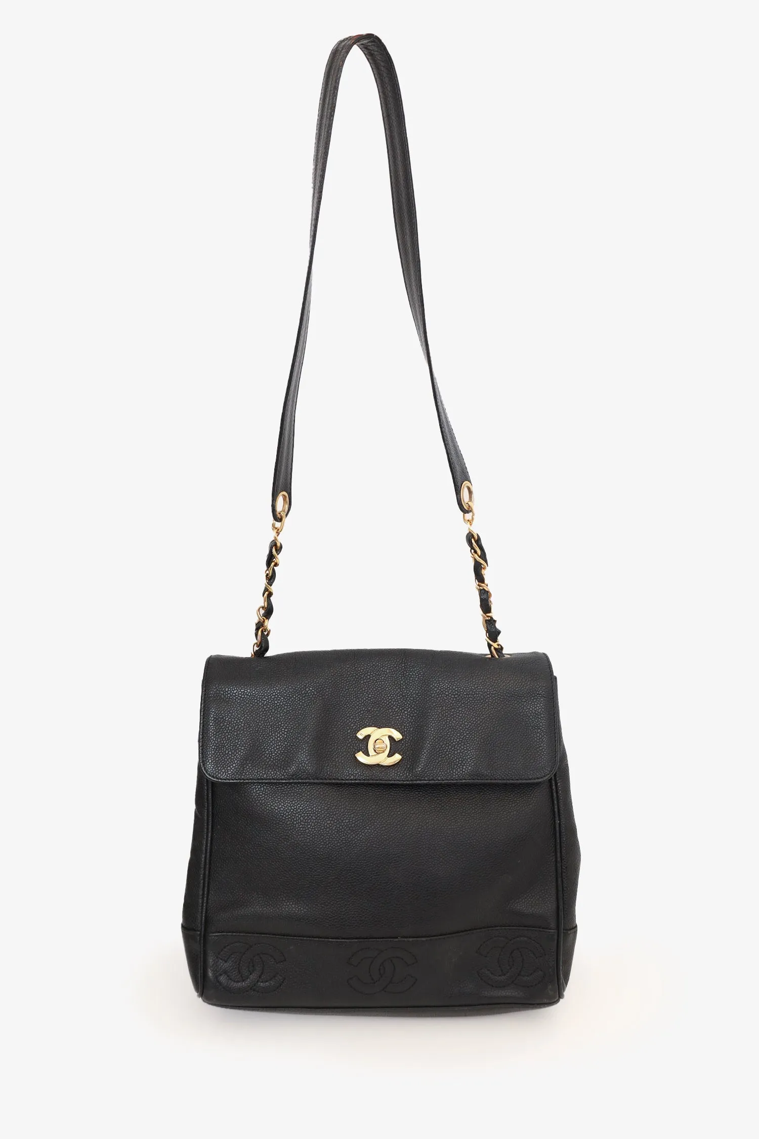 Pre-Loved Chanel? 1996-97 Black Caviar Leather Triple CC Shoulder Bag