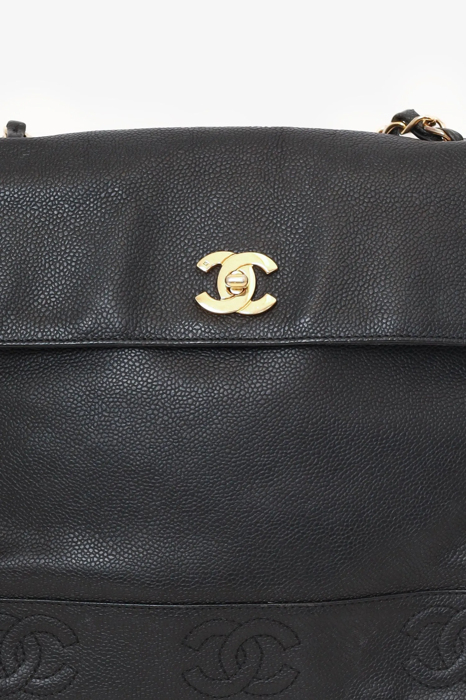 Pre-Loved Chanel? 1996-97 Black Caviar Leather Triple CC Shoulder Bag