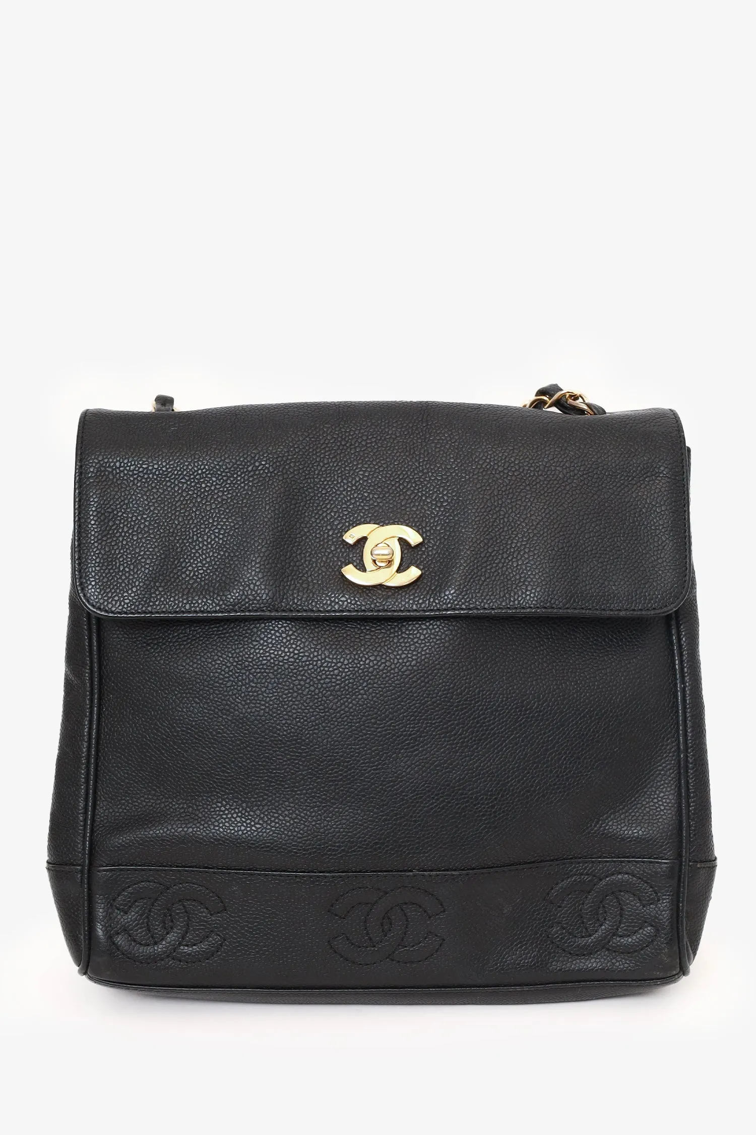 Pre-Loved Chanel? 1996-97 Black Caviar Leather Triple CC Shoulder Bag handbags bulk sale