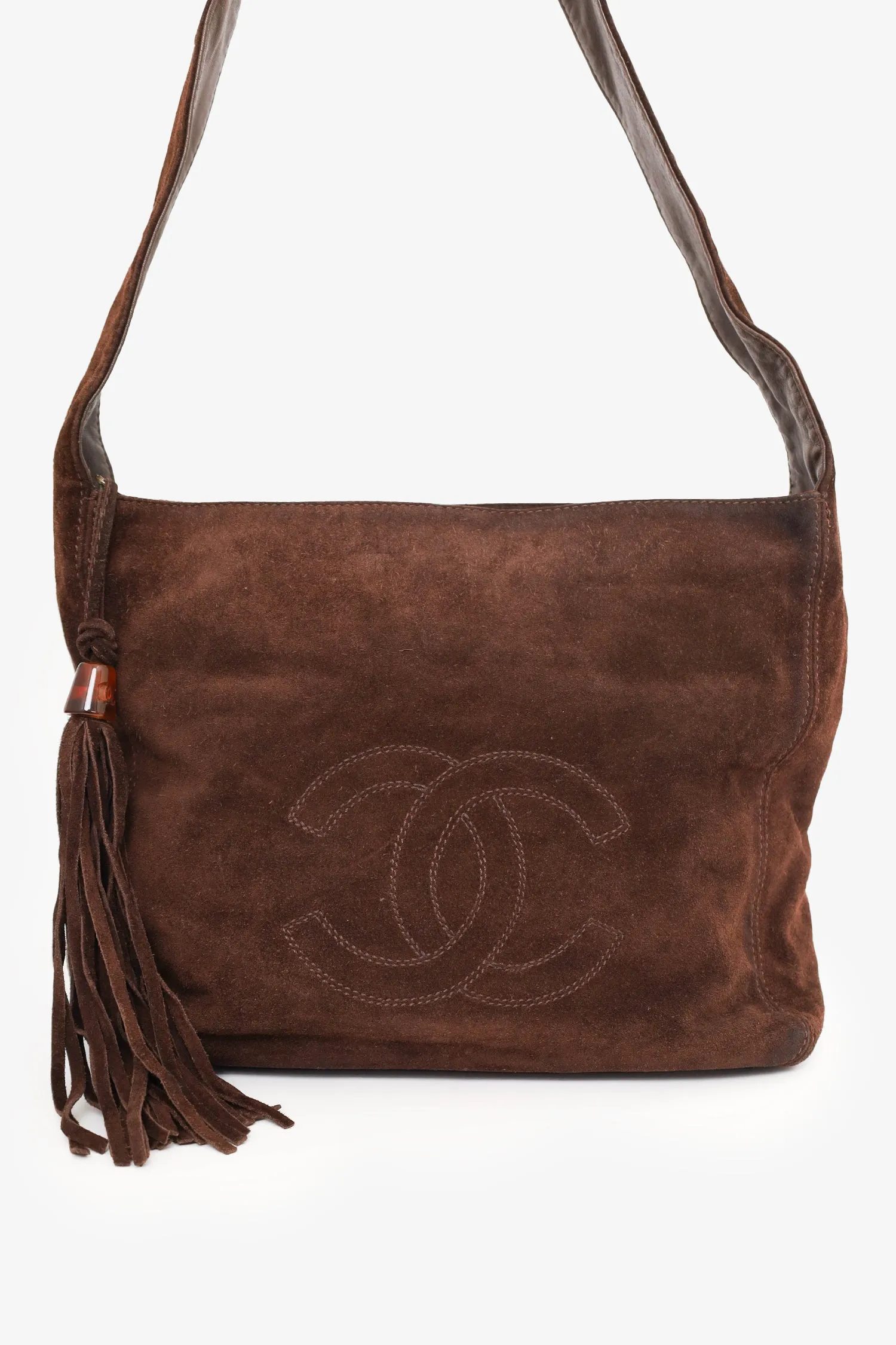 Pre-Loved Chanel? 1996-97 Brown Suede CC Tassel Shoulder Bag