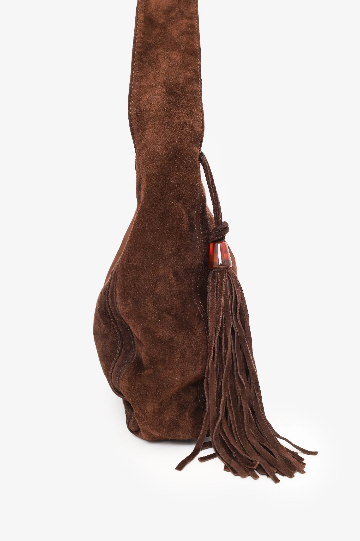 Pre-Loved Chanel? 1996-97 Brown Suede CC Tassel Shoulder Bag