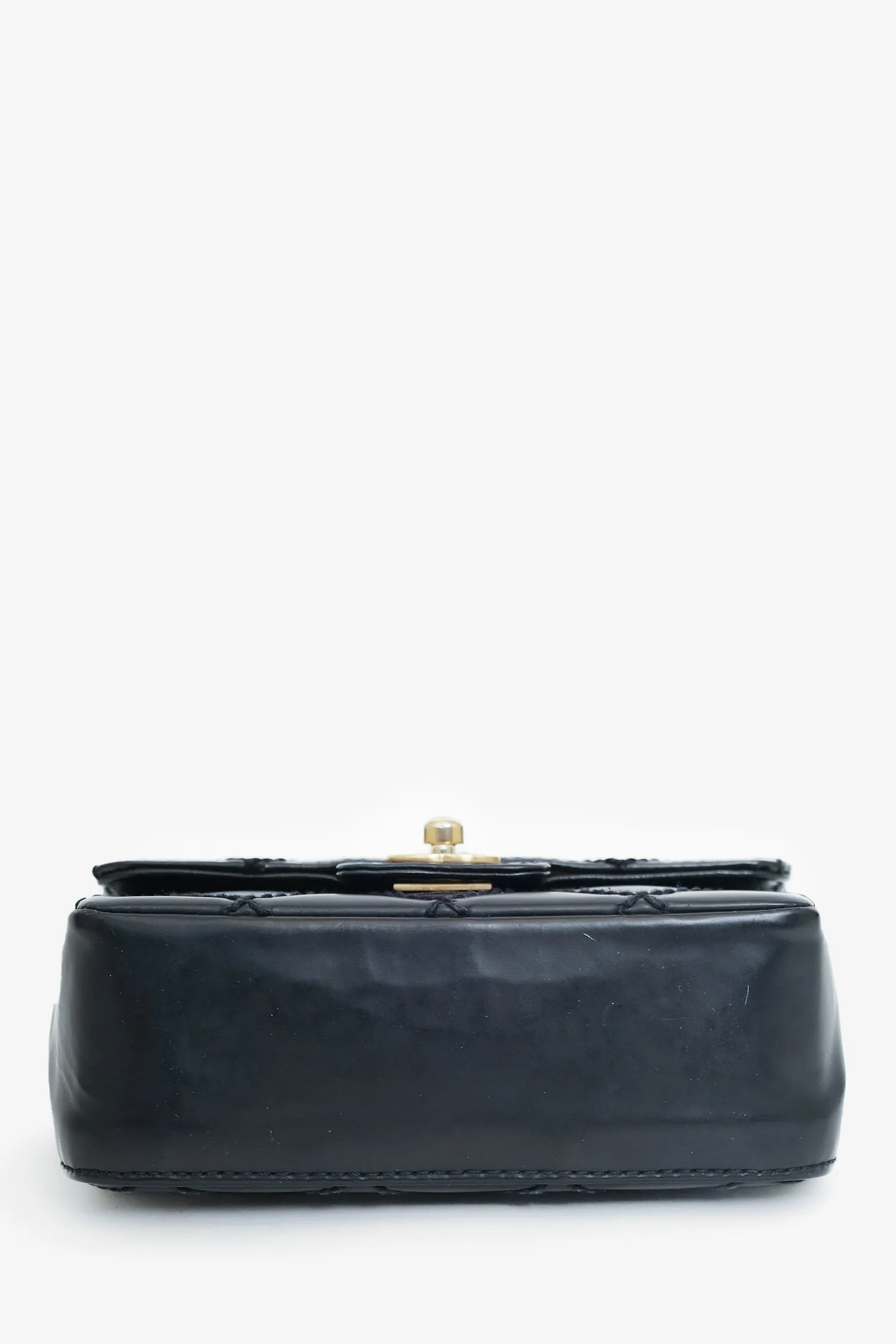 Pre-Loved Chanel? 2003-04 Black Calfskin Wild Stitch Mini Classic Square Flap Bag \'As Is\'