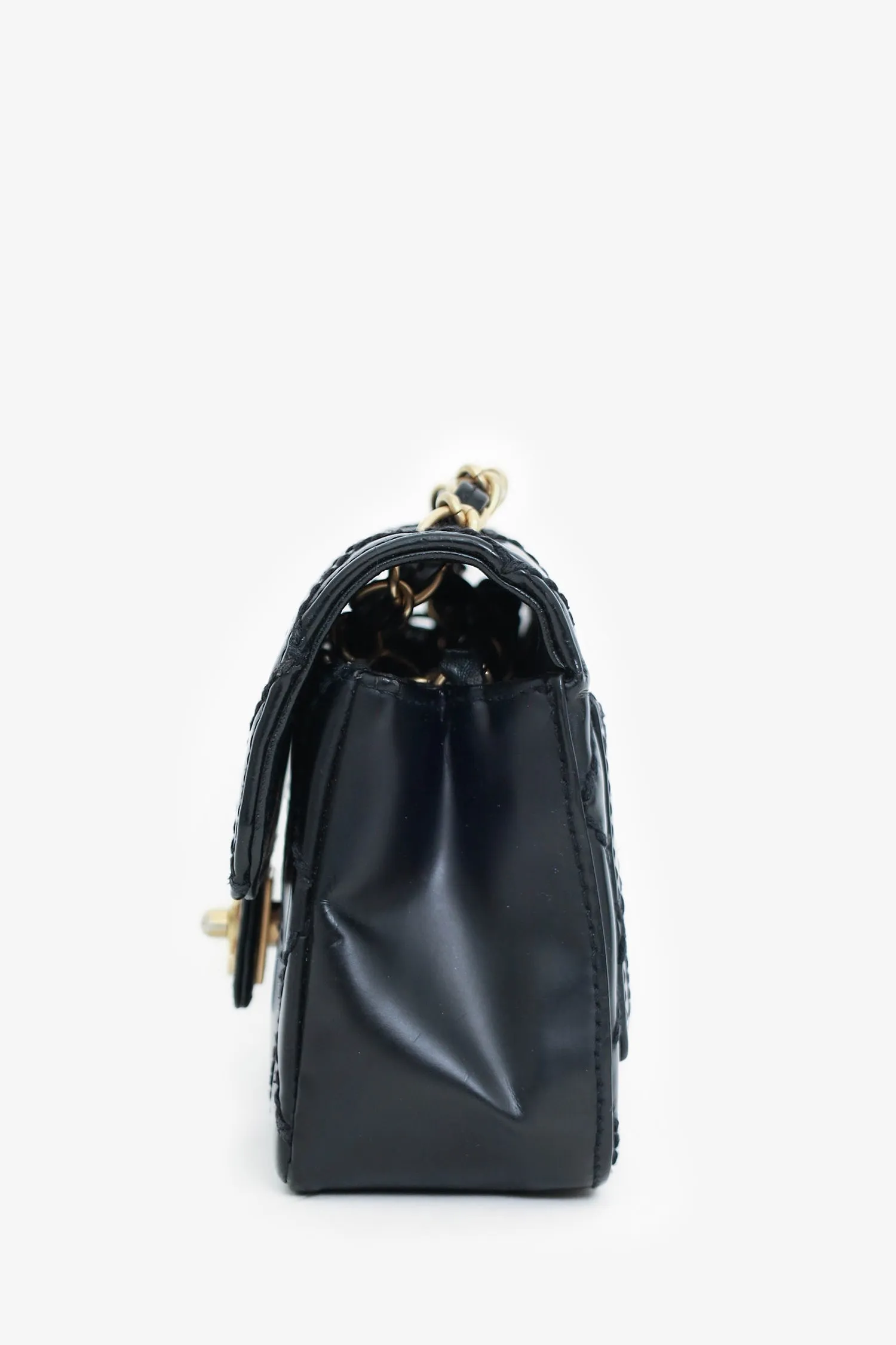 Pre-Loved Chanel? 2003-04 Black Calfskin Wild Stitch Mini Classic Square Flap Bag \'As Is\'