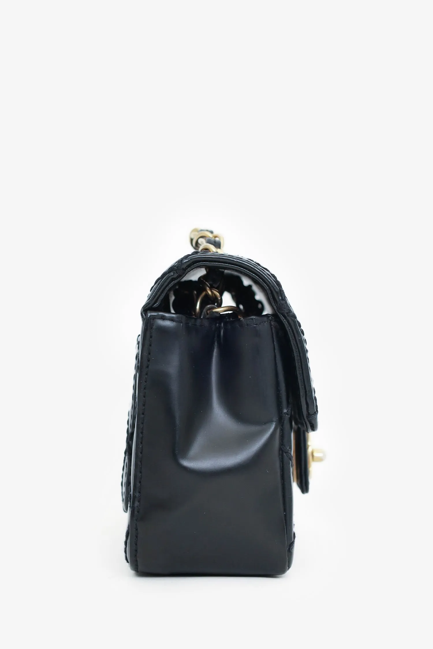 Pre-Loved Chanel? 2003-04 Black Calfskin Wild Stitch Mini Classic Square Flap Bag \'As Is\'