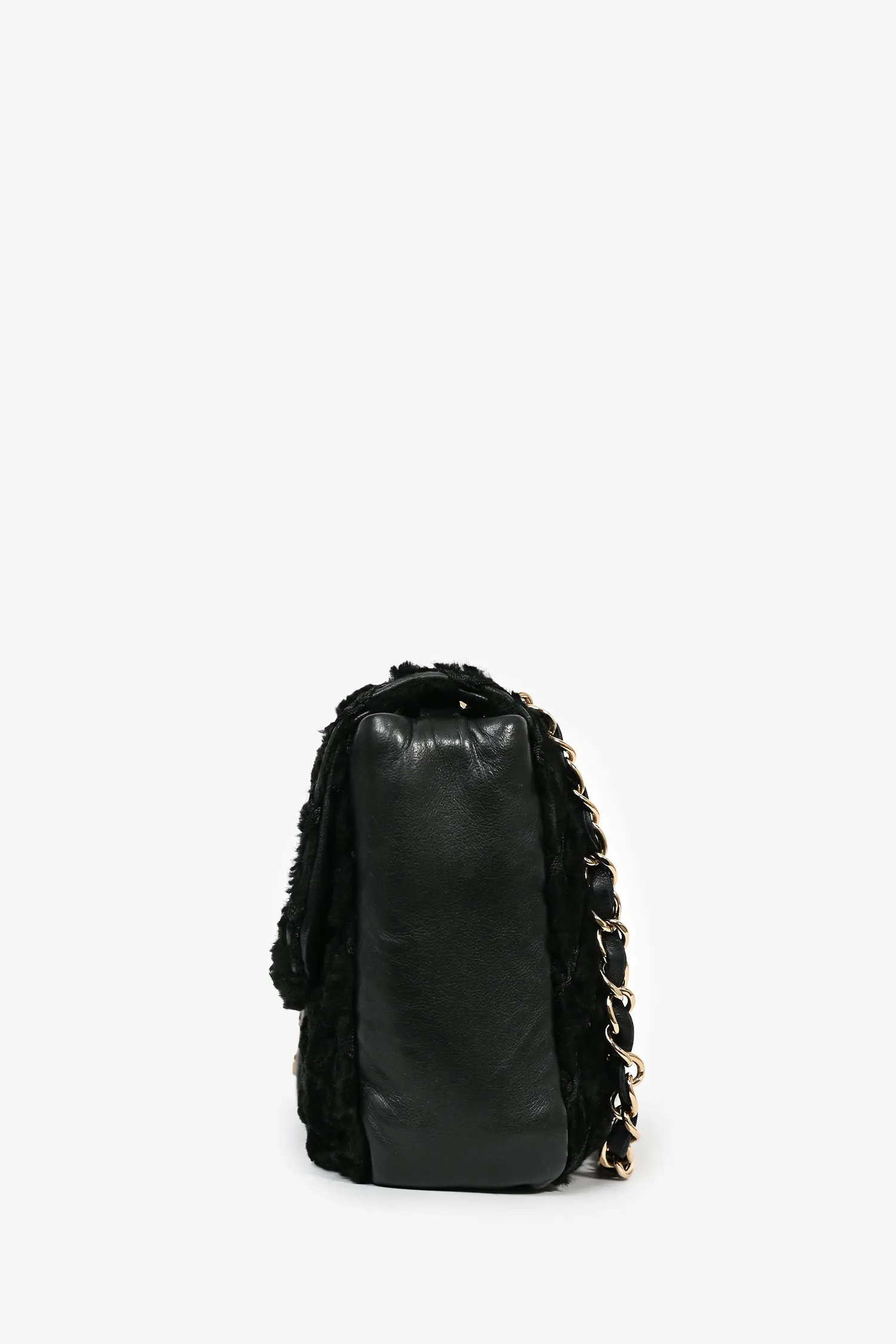 Pre-loved Chanel? 2008/09 Black Rabbit Fur/Calfskin Leather Flap Bag