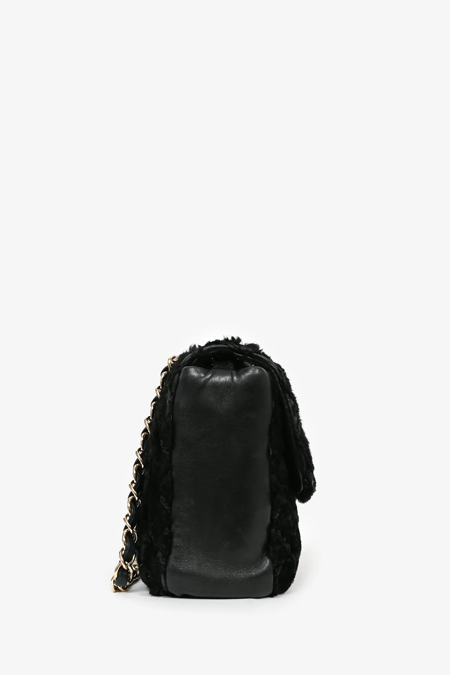 Pre-loved Chanel? 2008/09 Black Rabbit Fur/Calfskin Leather Flap Bag