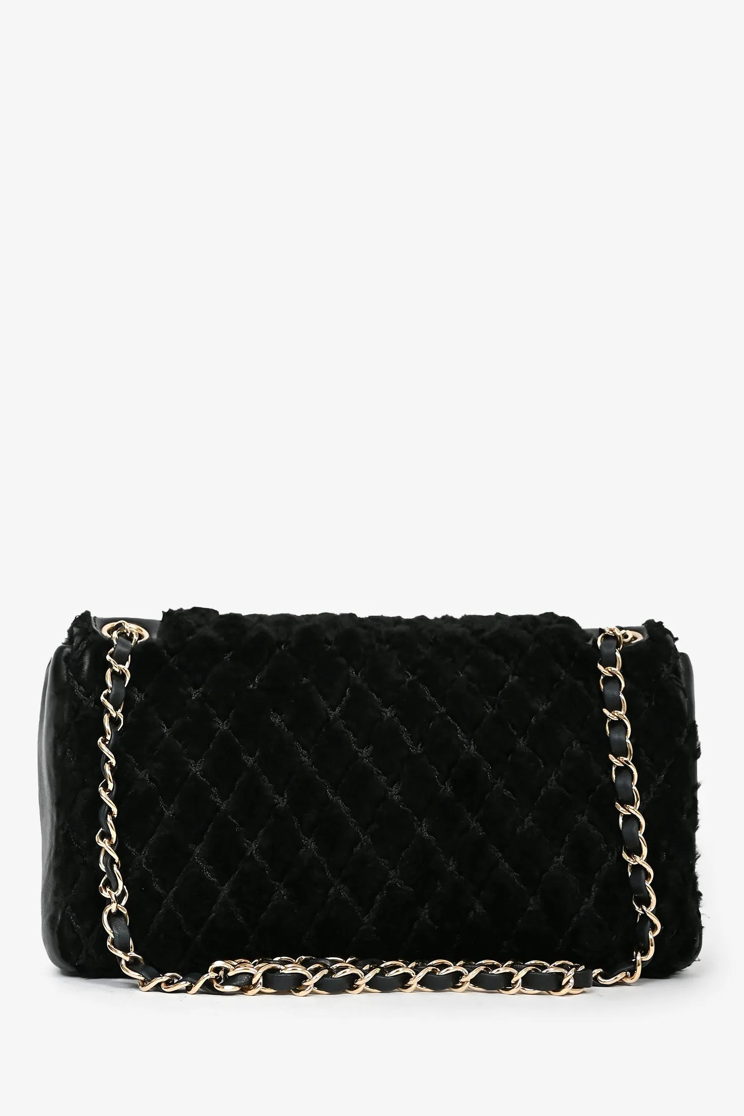 Pre-loved Chanel? 2008/09 Black Rabbit Fur/Calfskin Leather Flap Bag
