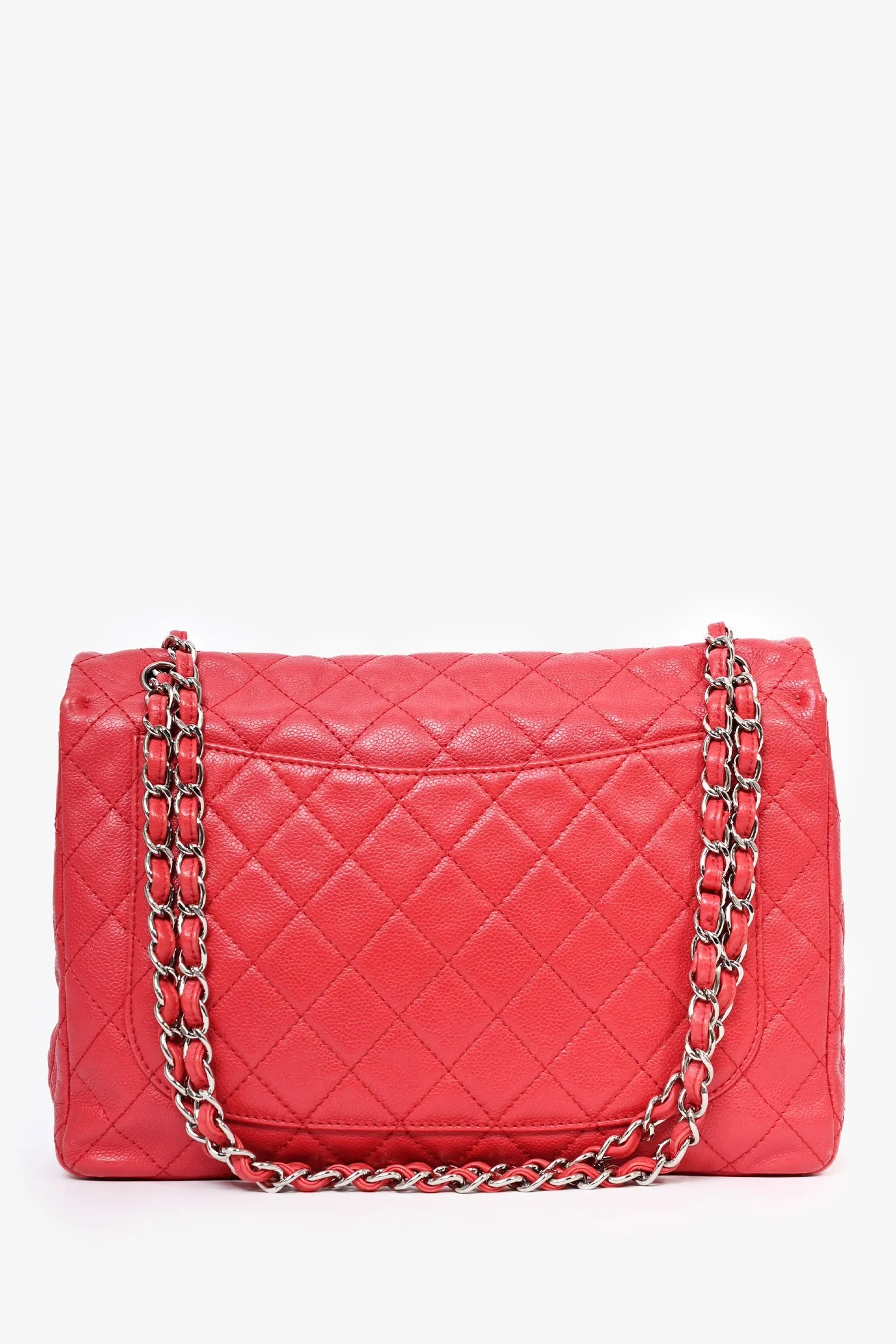 Pre-Loved Chanel? 2008/09 Red Caviar Leather CC Quilted Maxi Shoulder Bag
