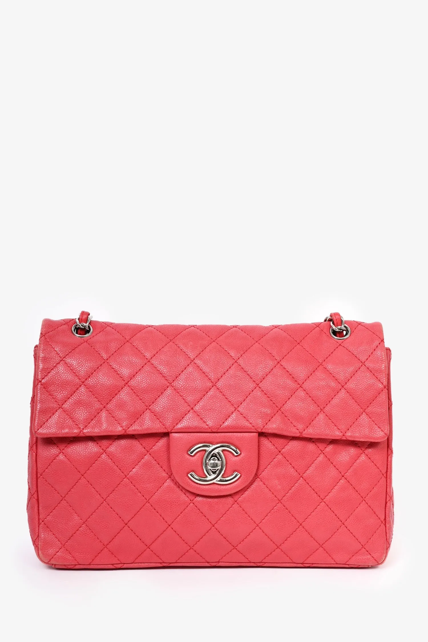 Pre-Loved Chanel? 2008/09 Red Caviar Leather CC Quilted Maxi Shoulder Bag handbags bulk sale