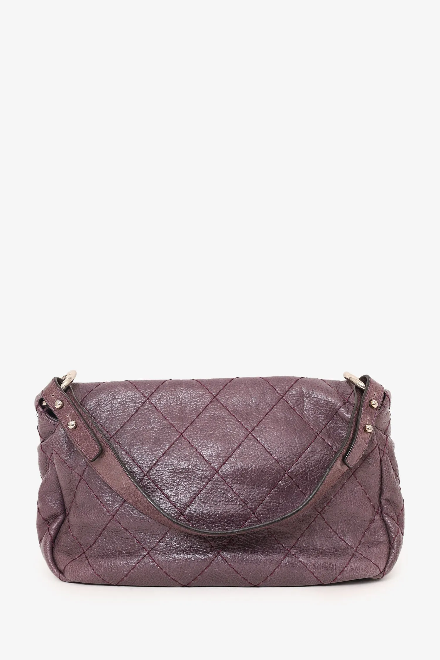 Pre-Loved Chanel? 2009-10 Purple Glazed Calfskin Stitched On The Road Flap Bag