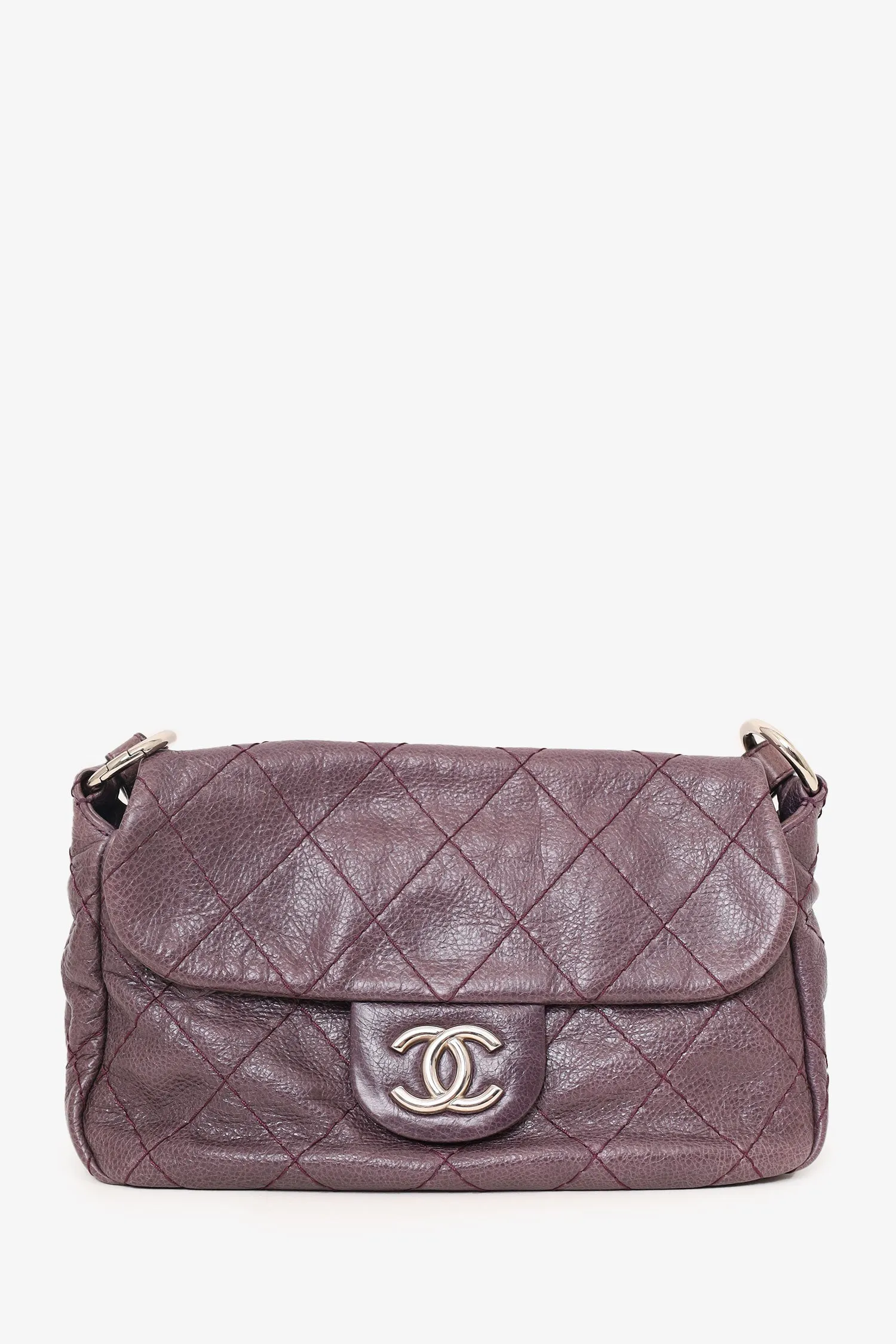 Pre-Loved Chanel? 2009-10 Purple Glazed Calfskin Stitched On The Road Flap Bag handbags bulk sale