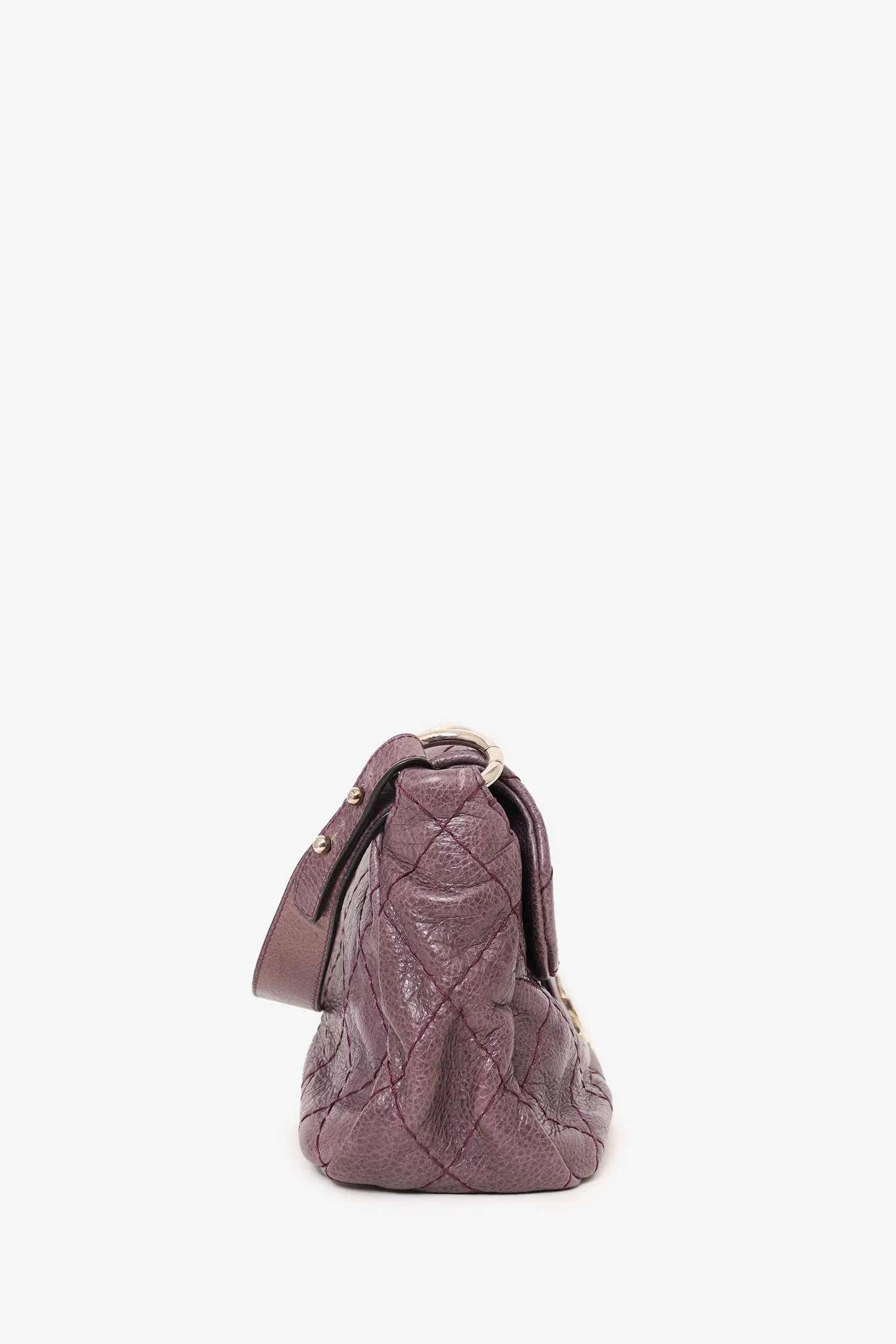 Pre-Loved Chanel? 2009-10 Purple Glazed Calfskin Stitched On The Road Flap Bag