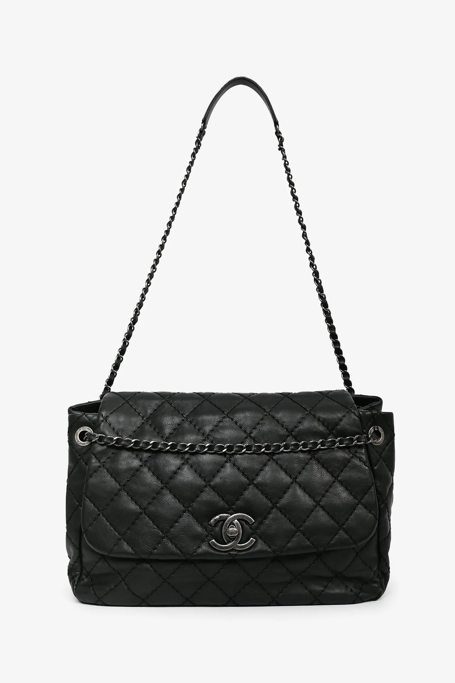 Pre-Loved Chanel? 2012-13 Black Quilted Calfskin Leather CC Flap Shoulder Bag