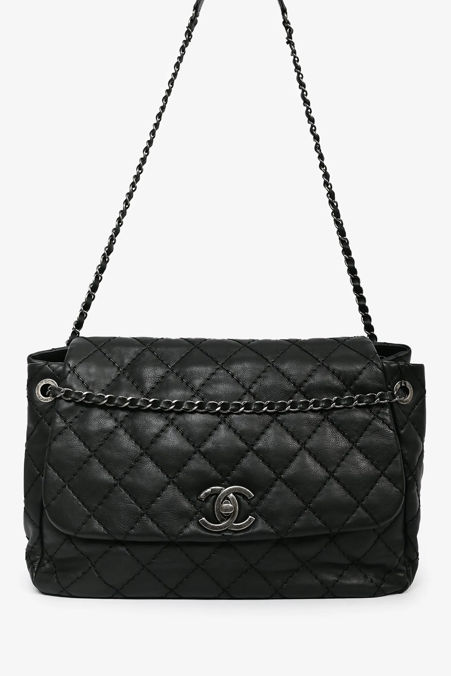 Pre-Loved Chanel? 2012-13 Black Quilted Calfskin Leather CC Flap Shoulder Bag handbags bulk sale