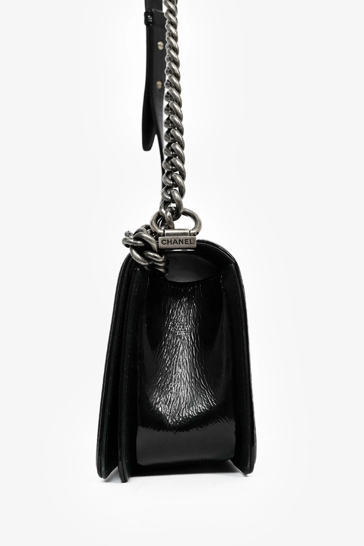 Pre-Loved Chanel? 2014-15 Black/Grey Python Medium Boy Bag