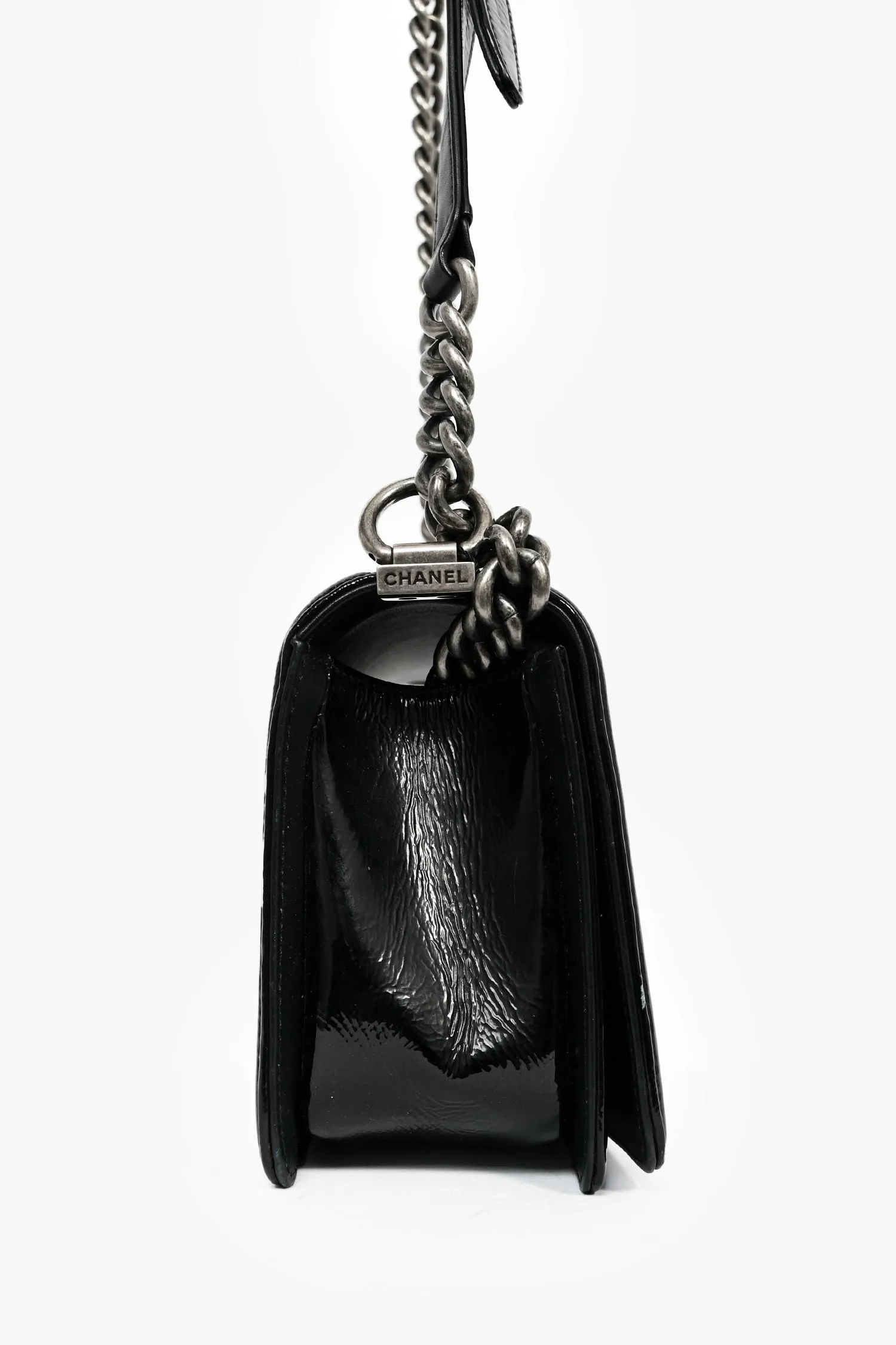 Pre-Loved Chanel? 2014-15 Black/Grey Python Medium Boy Bag