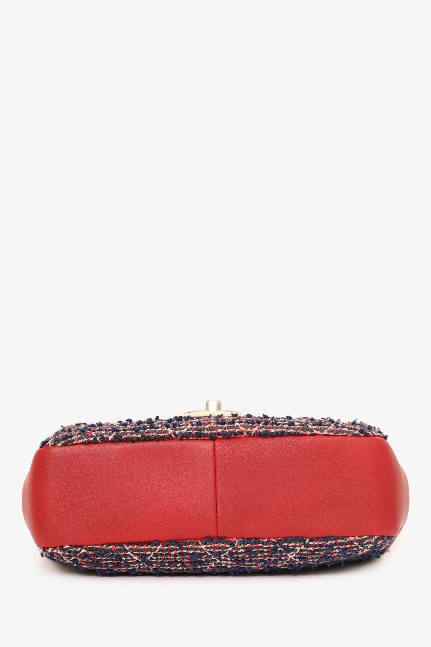 Pre-Loved Chanel? 2016-17 Navy/Red Tweed Mini Single Flap Bag