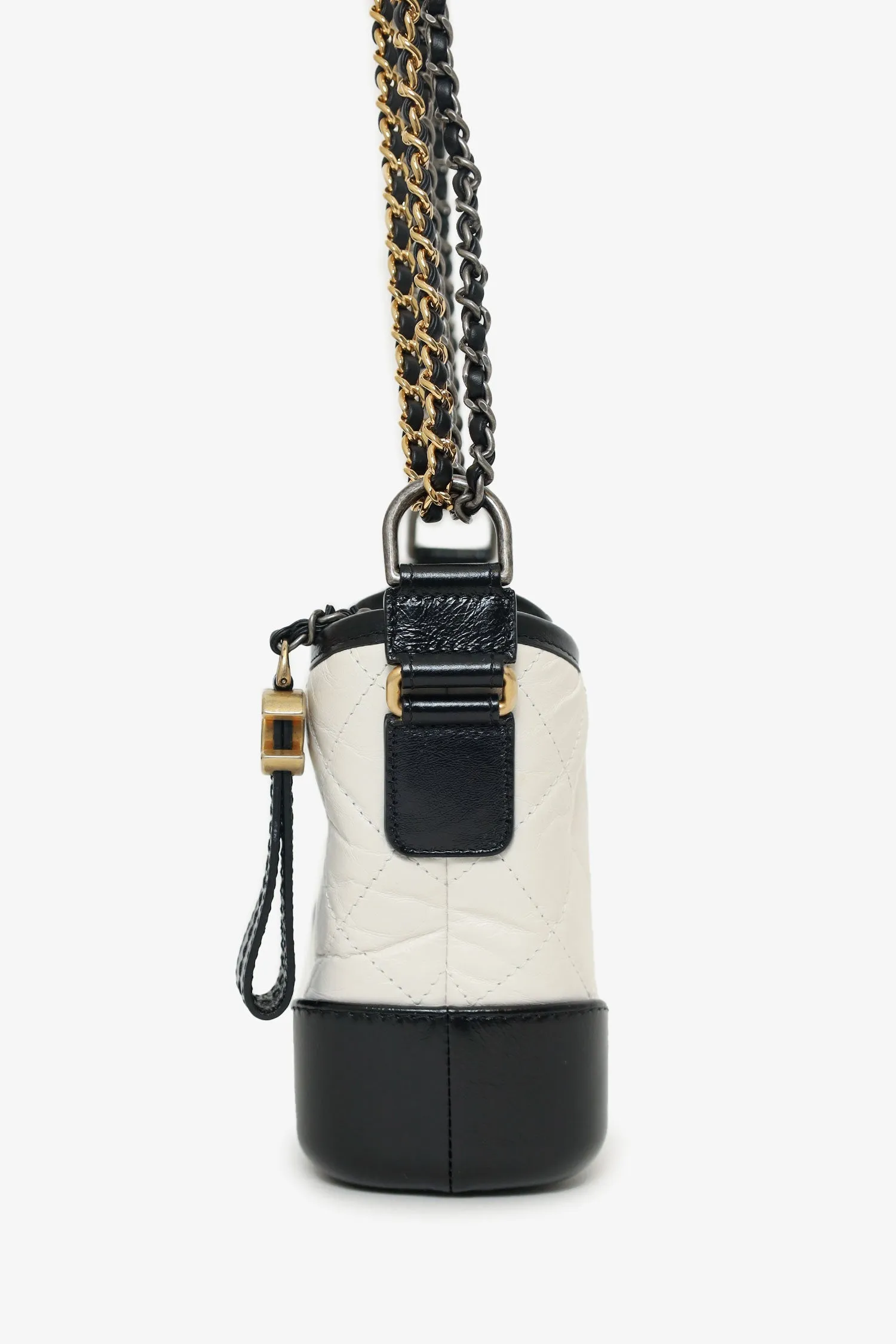 Pre-Loved Chanel?  2018 Black/White Lambskin Leather Small Gabrielle Bag