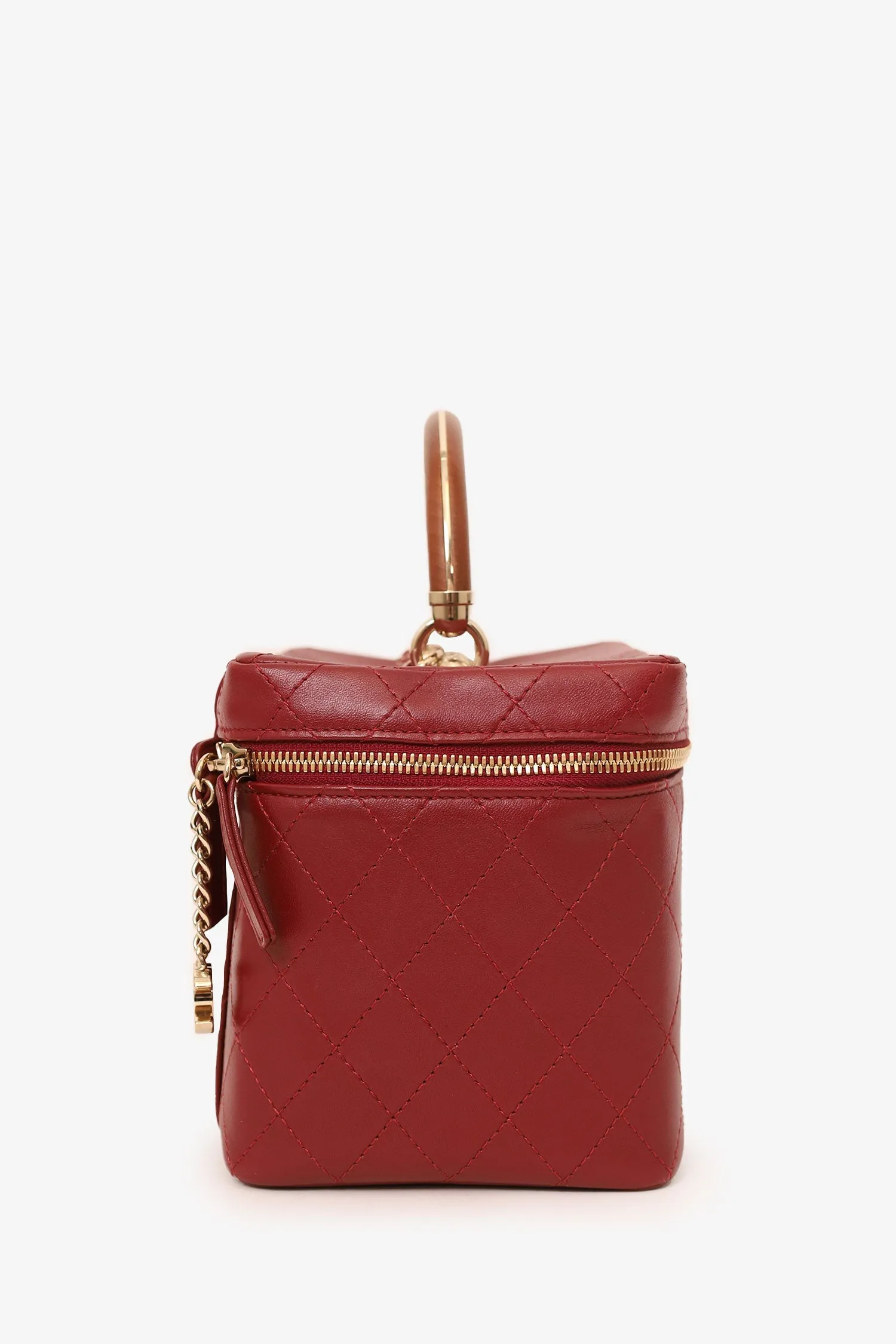 Pre-Loved Chanel? 2018 Red Lambskin Knock On Wood Vanity Case