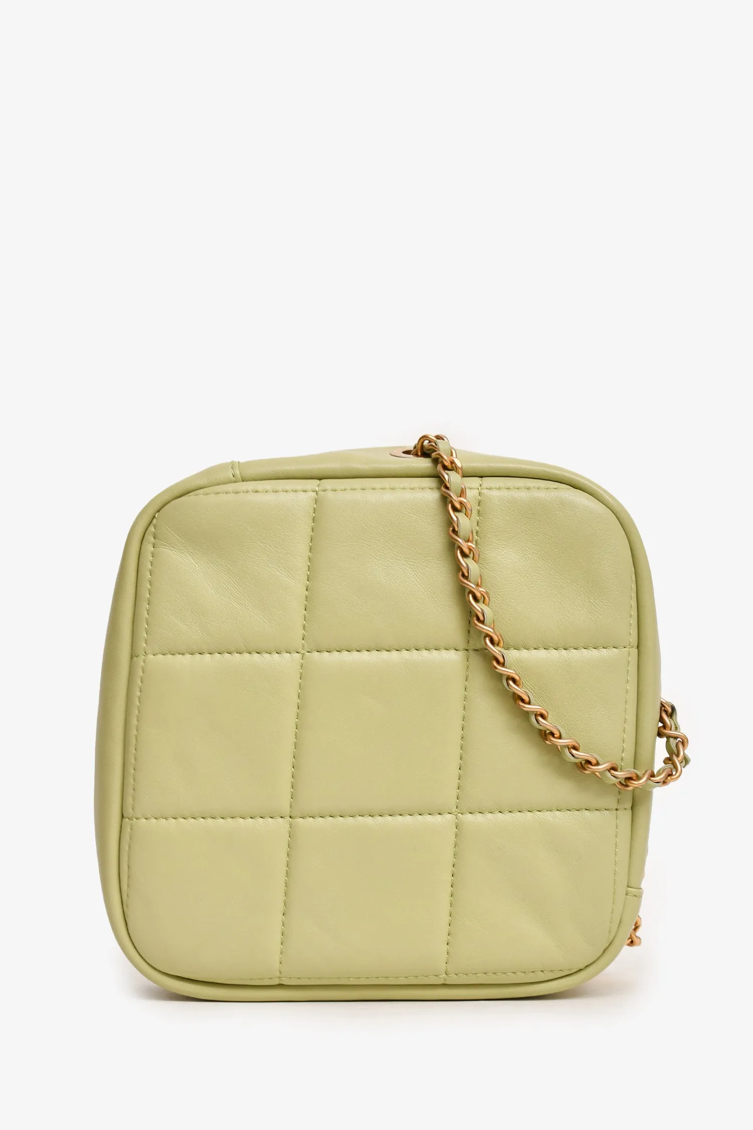 Pre-Loved Chanel? 2019-2020 Green Lambskin Leather Diamond CC Crossbody