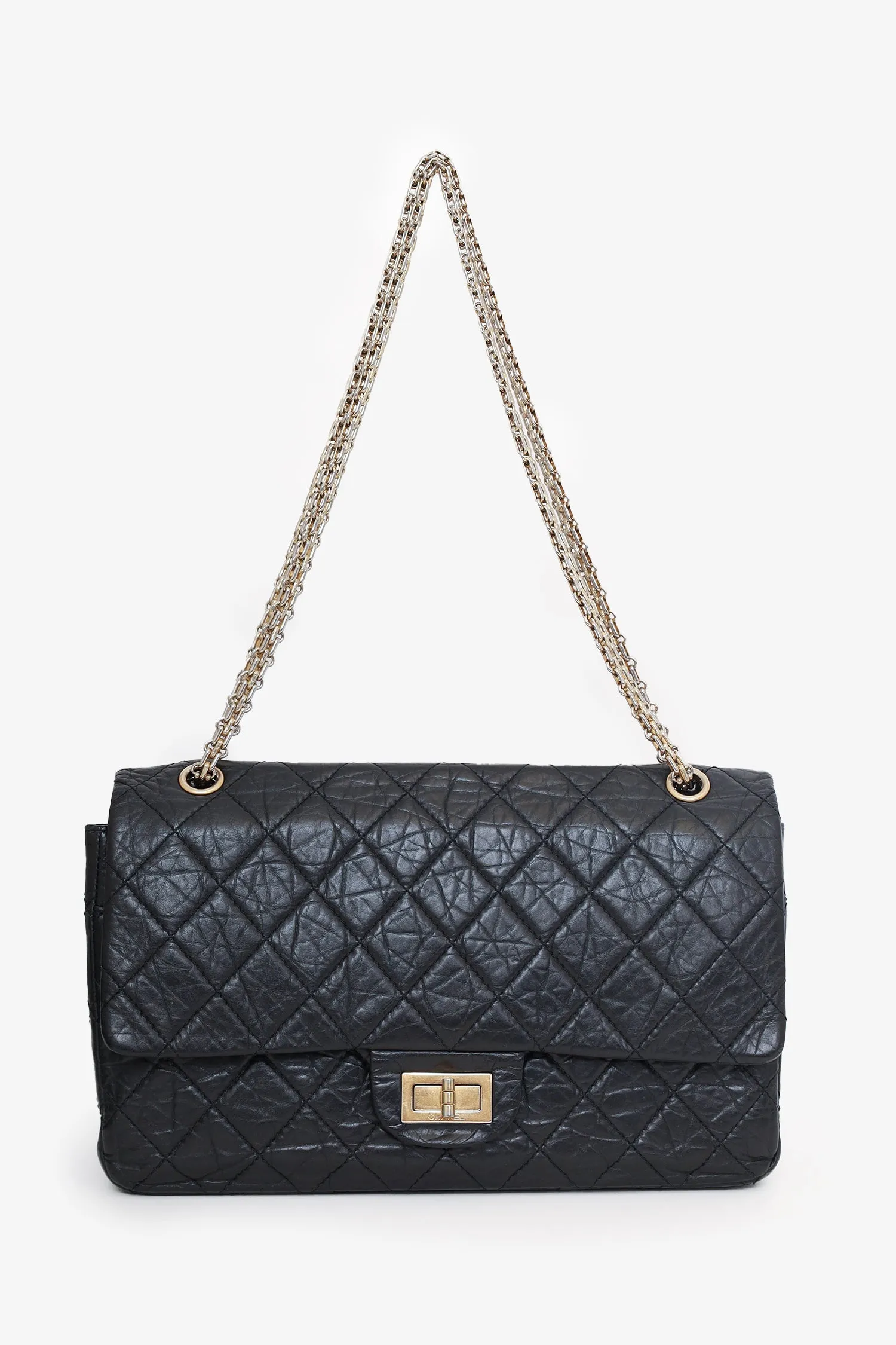 Pre-Loved Chanel? Black Quilted Aged Calfskin Large Reissue 255 Shoulder Bag