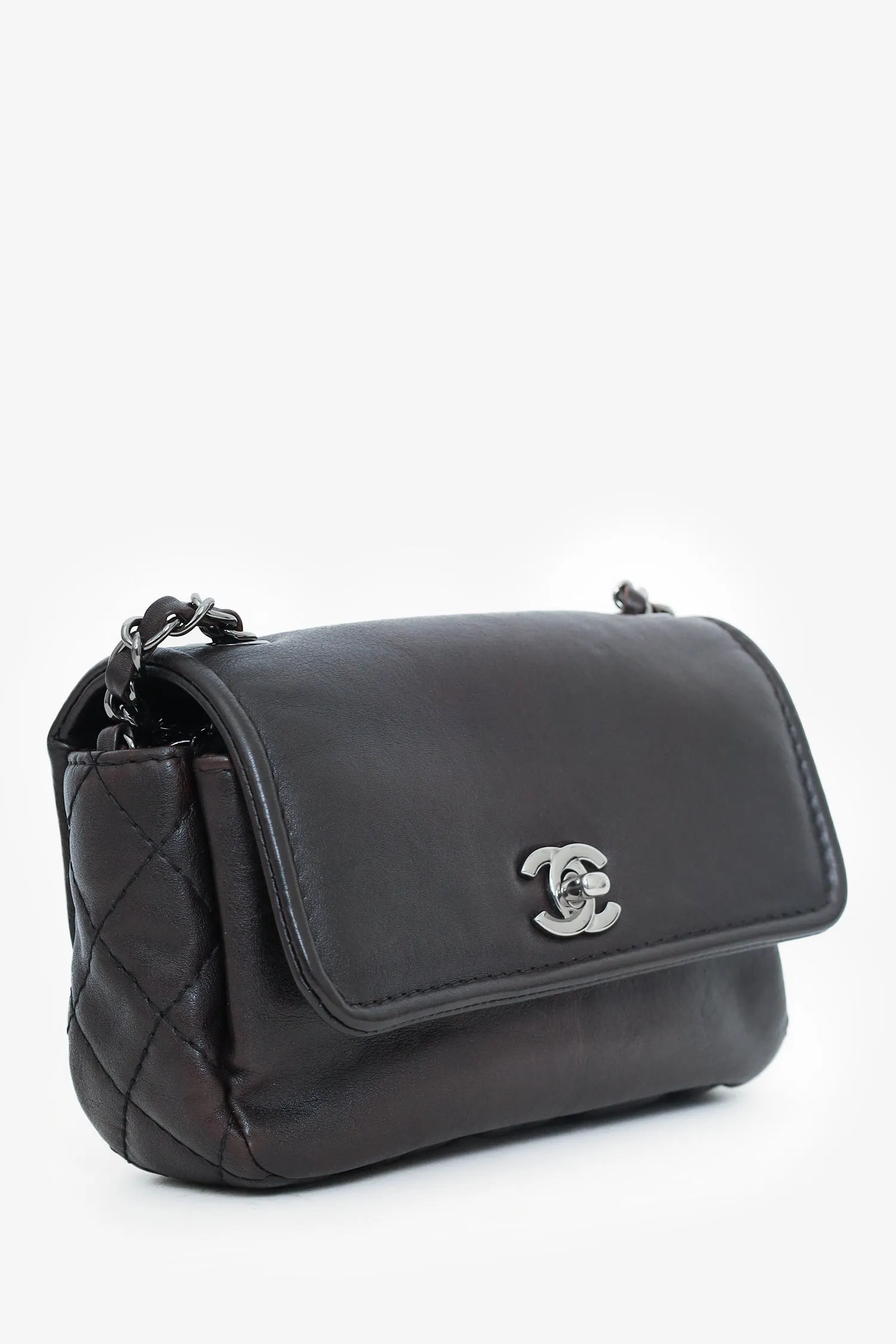 Pre-Loved Chanel? Chanel 2013-14 Dark Brown Calfskin Mini Rectangle Flap Bag