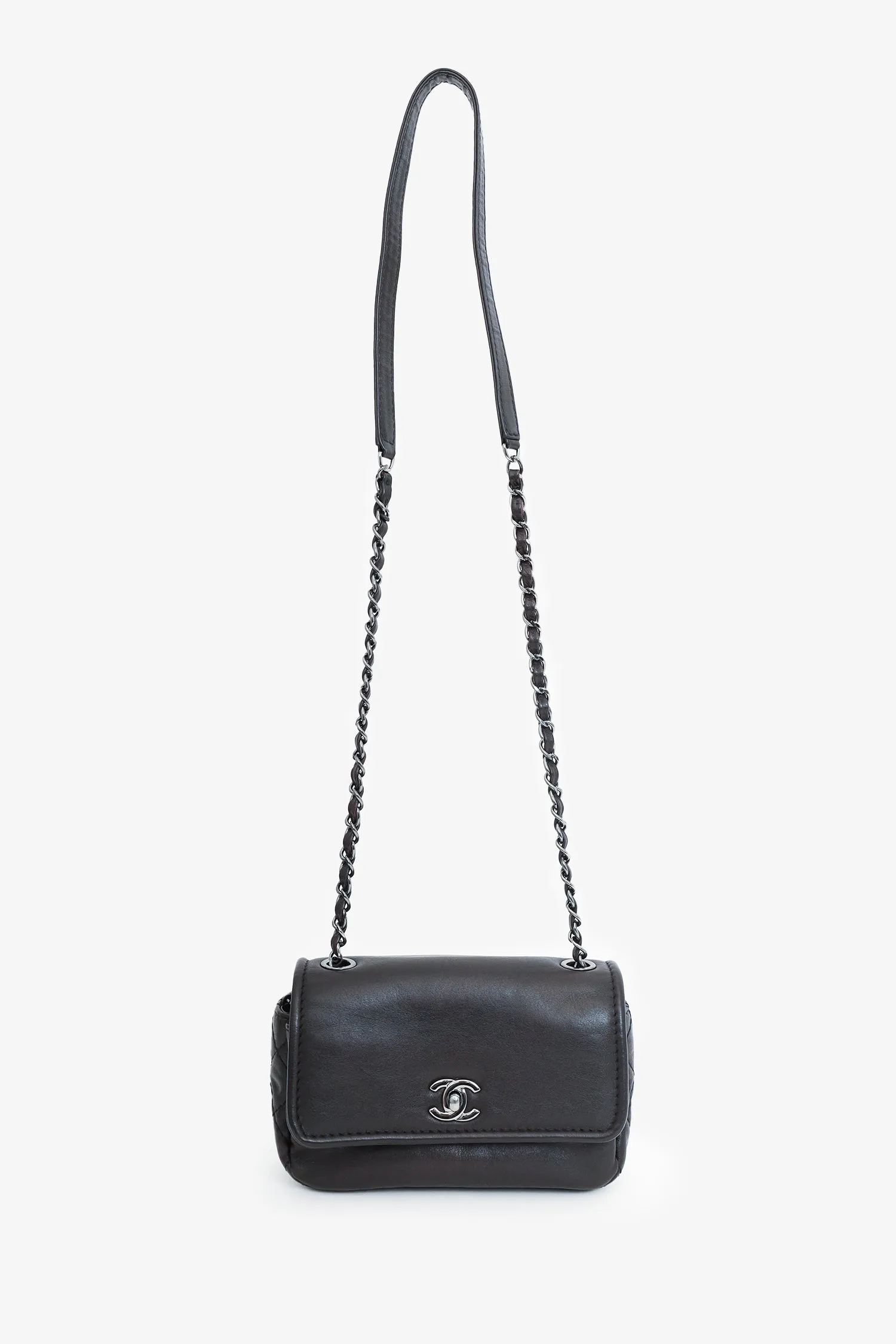 Pre-Loved Chanel? Chanel 2013-14 Dark Brown Calfskin Mini Rectangle Flap Bag