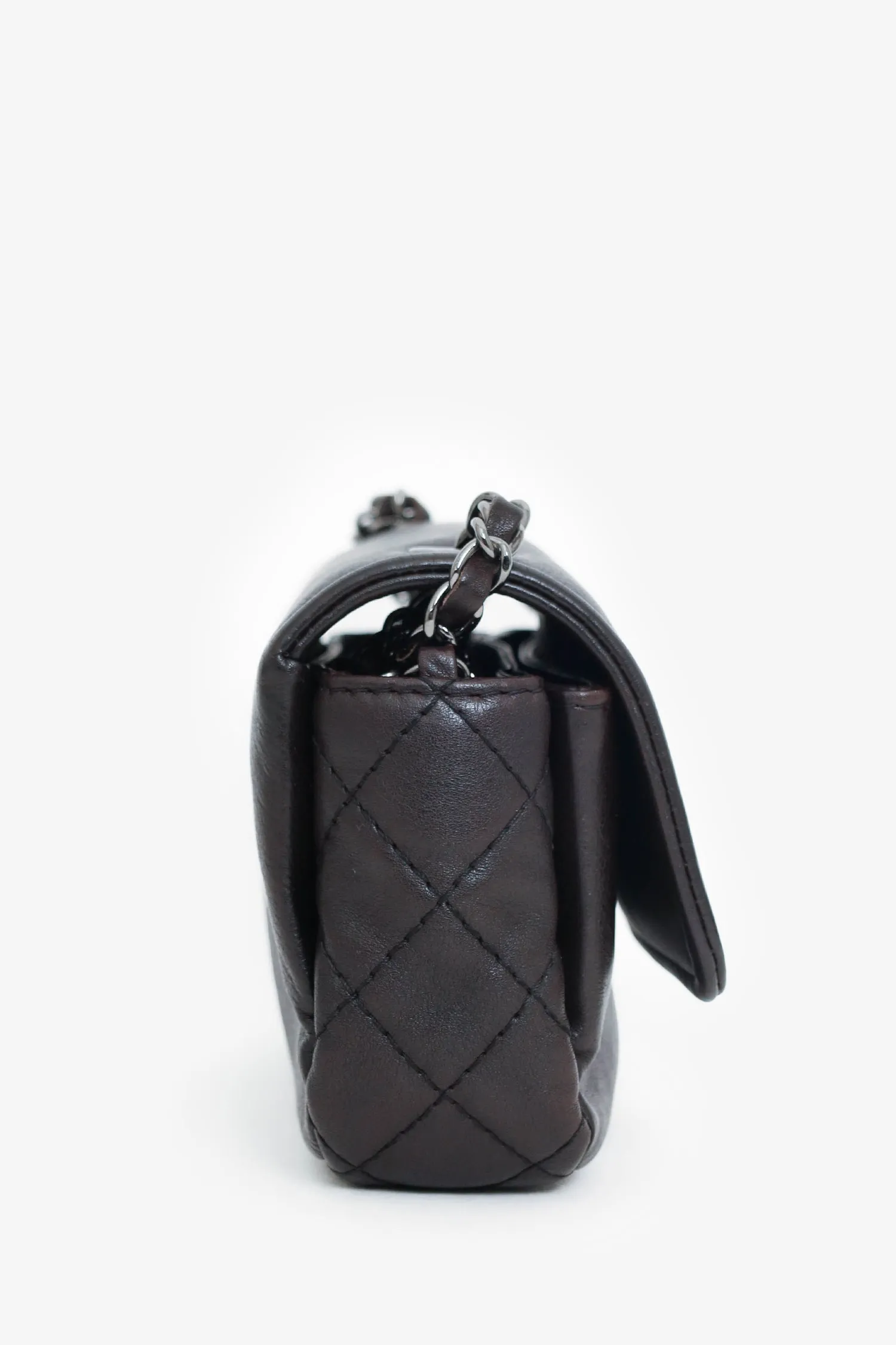 Pre-Loved Chanel? Chanel 2013-14 Dark Brown Calfskin Mini Rectangle Flap Bag