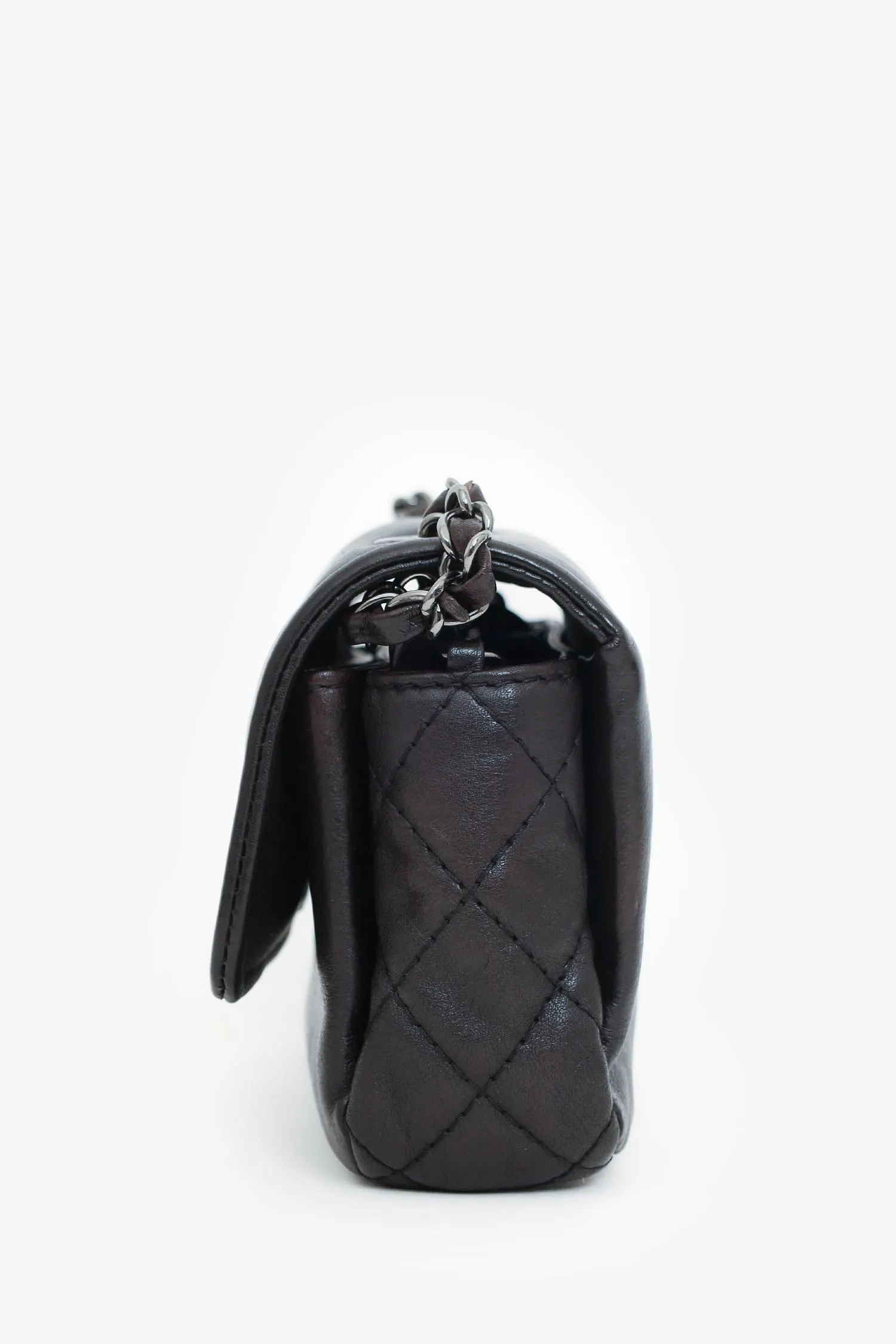 Pre-Loved Chanel? Chanel 2013-14 Dark Brown Calfskin Mini Rectangle Flap Bag